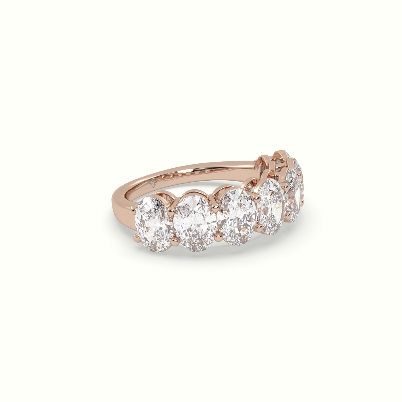 18k rose gold oval diamond half eternity wedding ring Photos & images