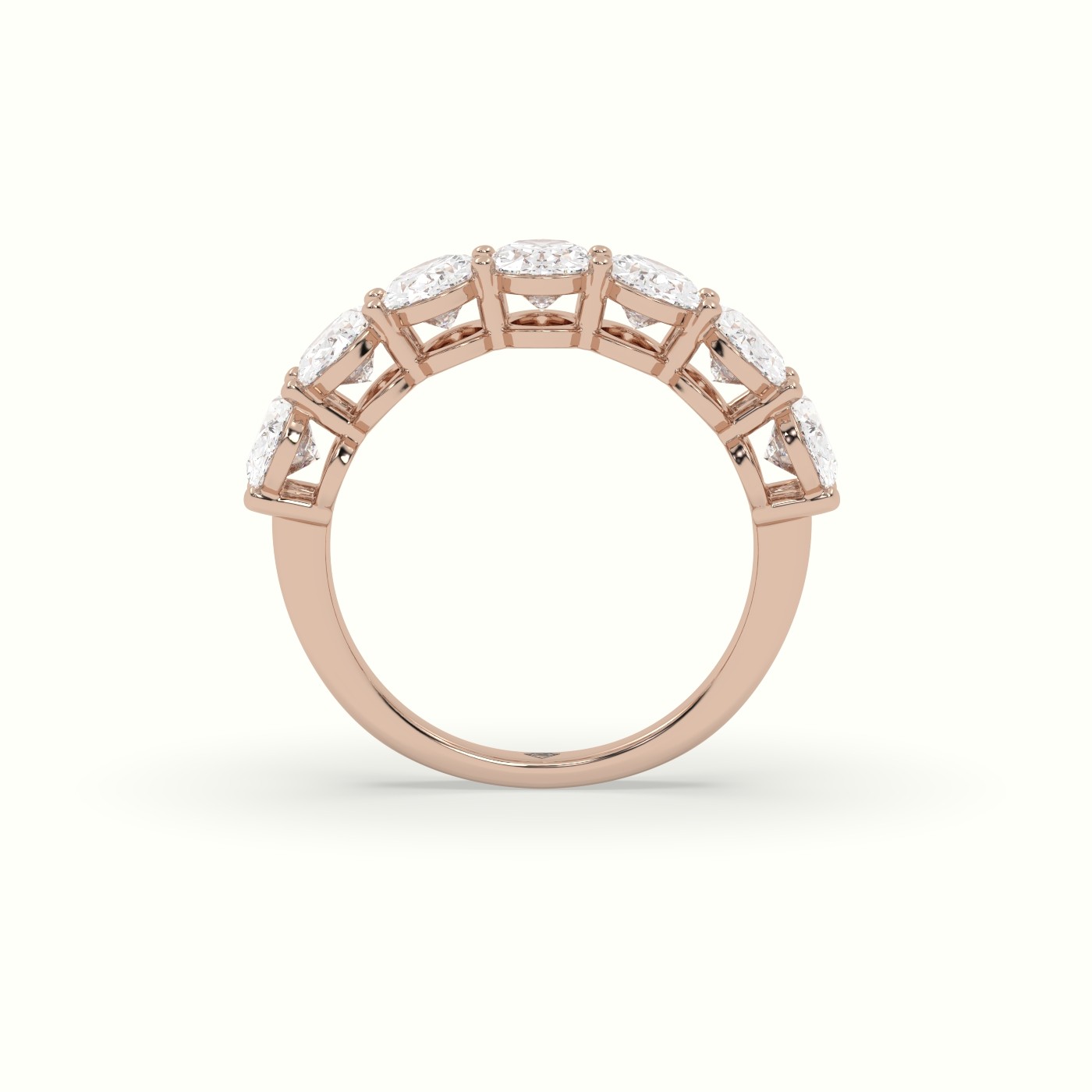 18k rose gold oval diamond half eternity wedding ring Photos & images