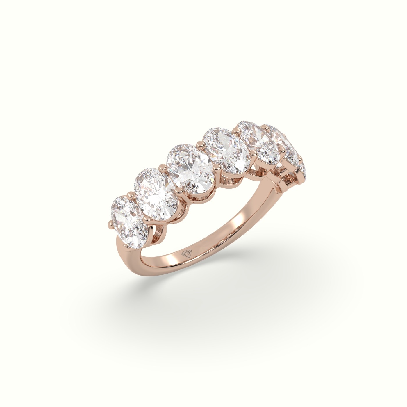18k rose gold oval diamond half eternity wedding ring