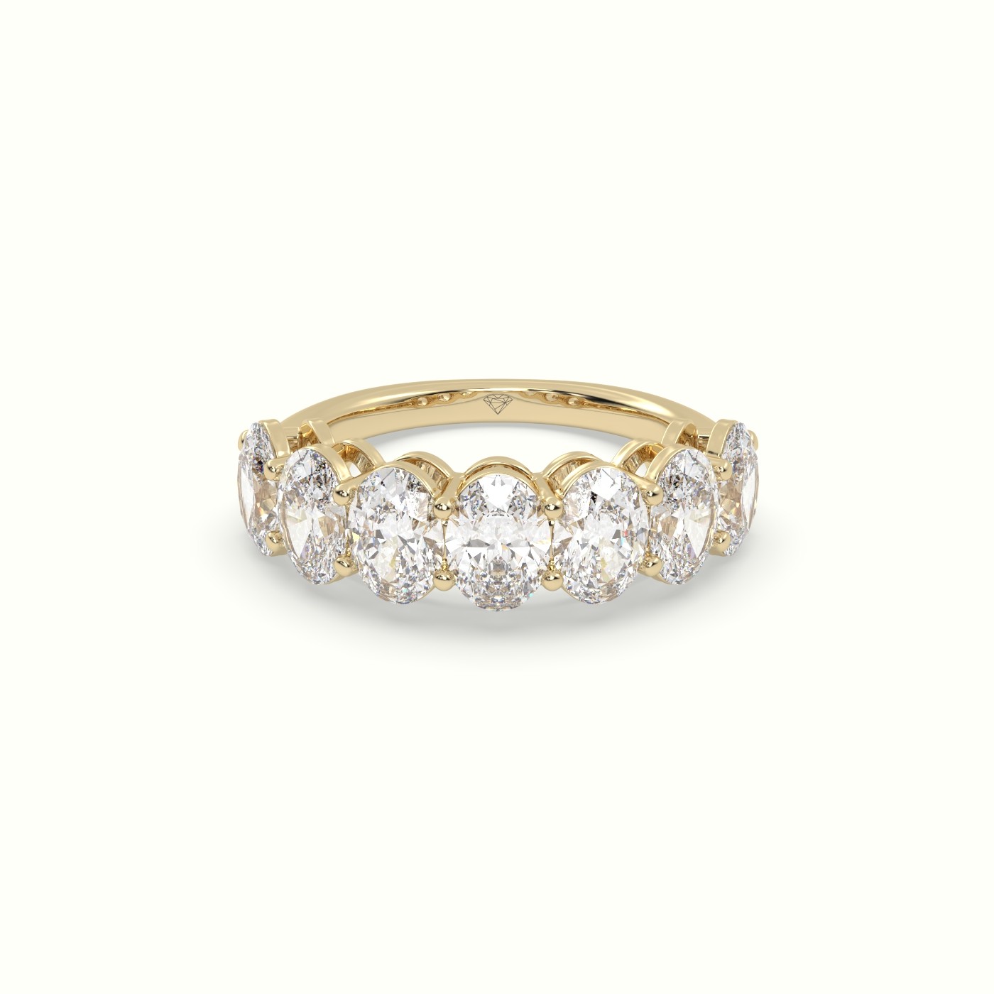 18k yellow gold oval diamond half eternity wedding ring Photos & images