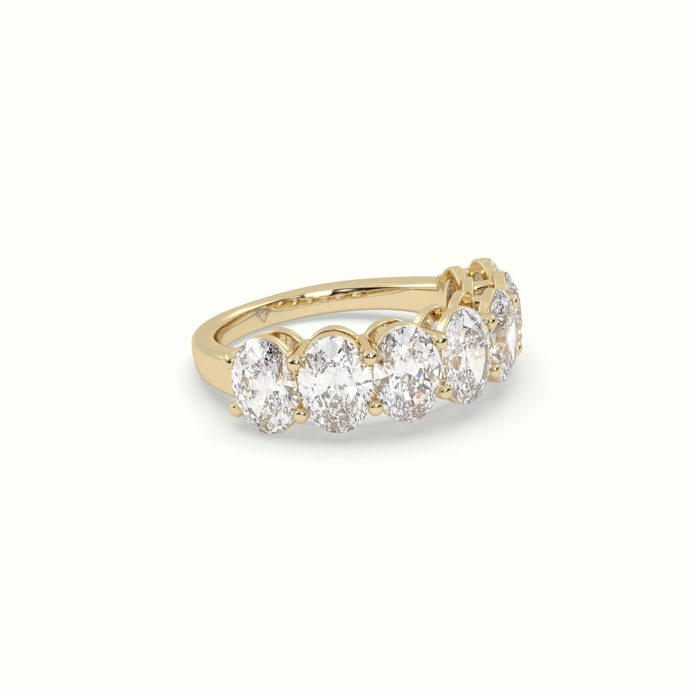 18k yellow gold oval diamond half eternity wedding ring Photos & images
