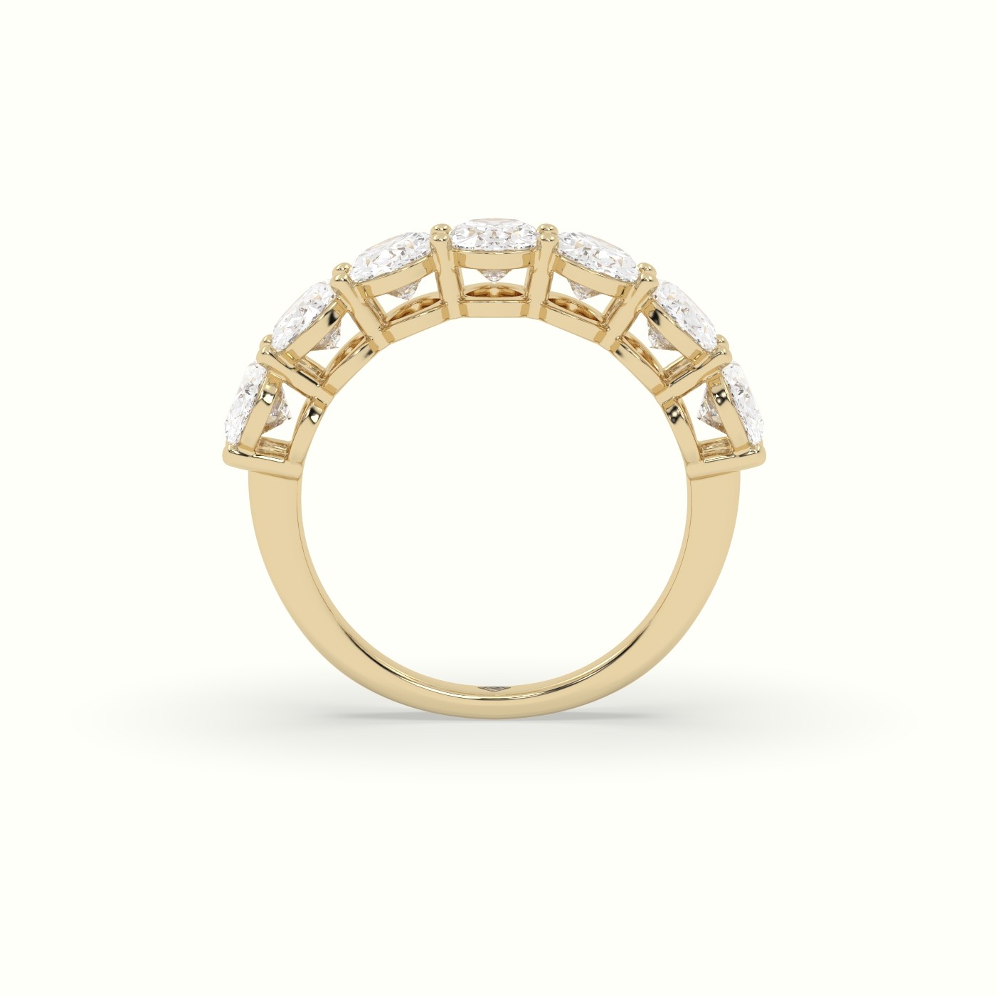 18k yellow gold oval diamond half eternity wedding ring Photos & images