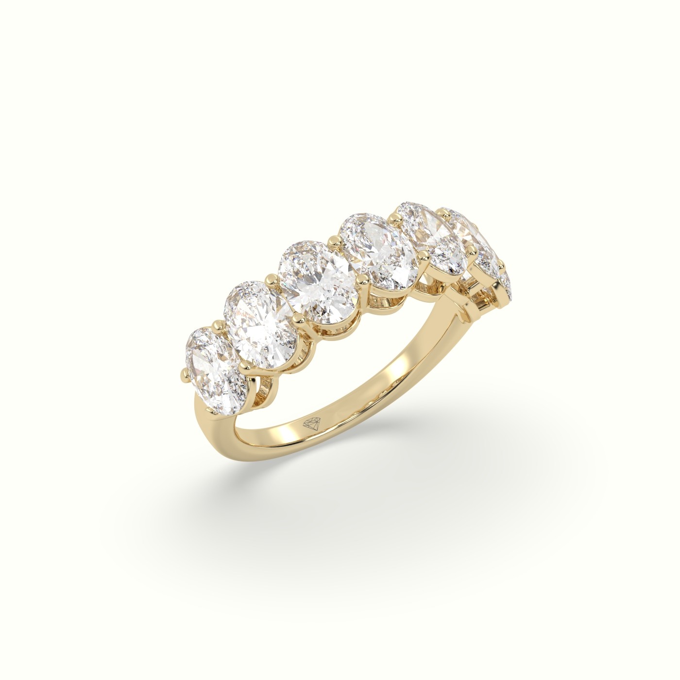 18k yellow gold oval diamond half eternity wedding ring