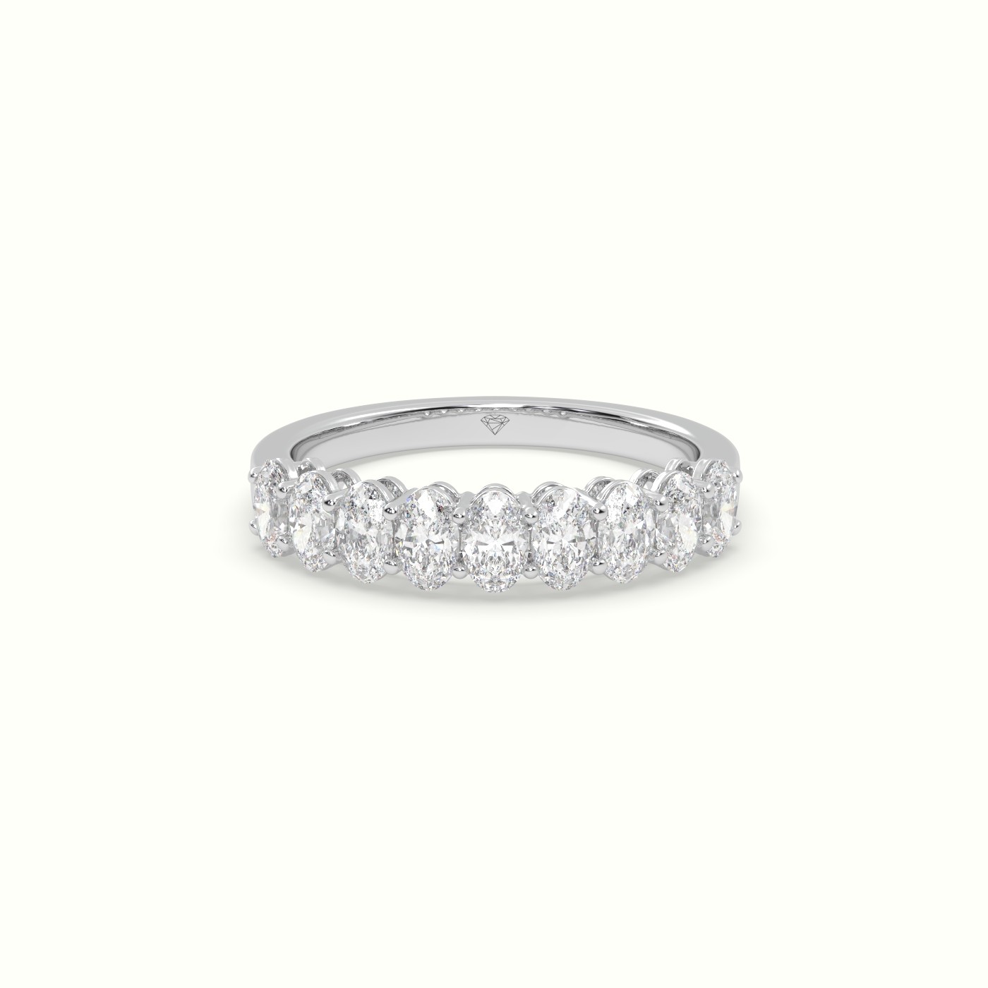 18k white gold oval diamond half eternity ring Photos & images