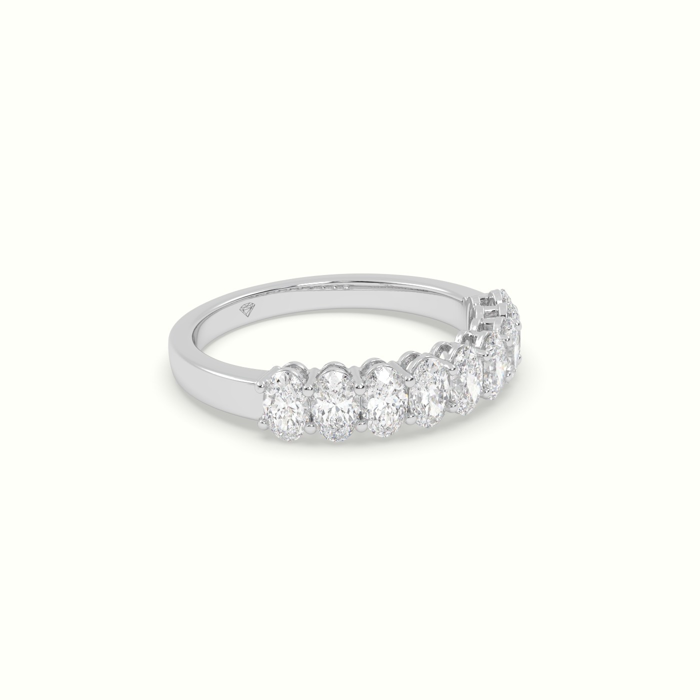 18k white gold oval diamond half eternity ring Photos & images