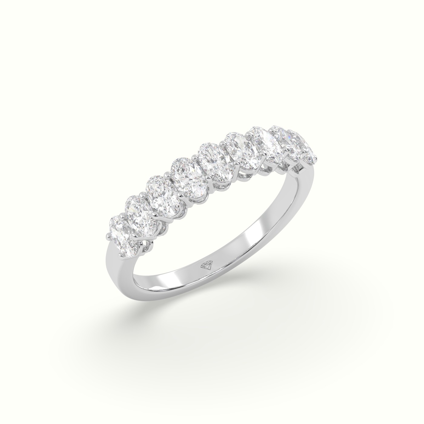 18k white gold oval diamond half eternity ring