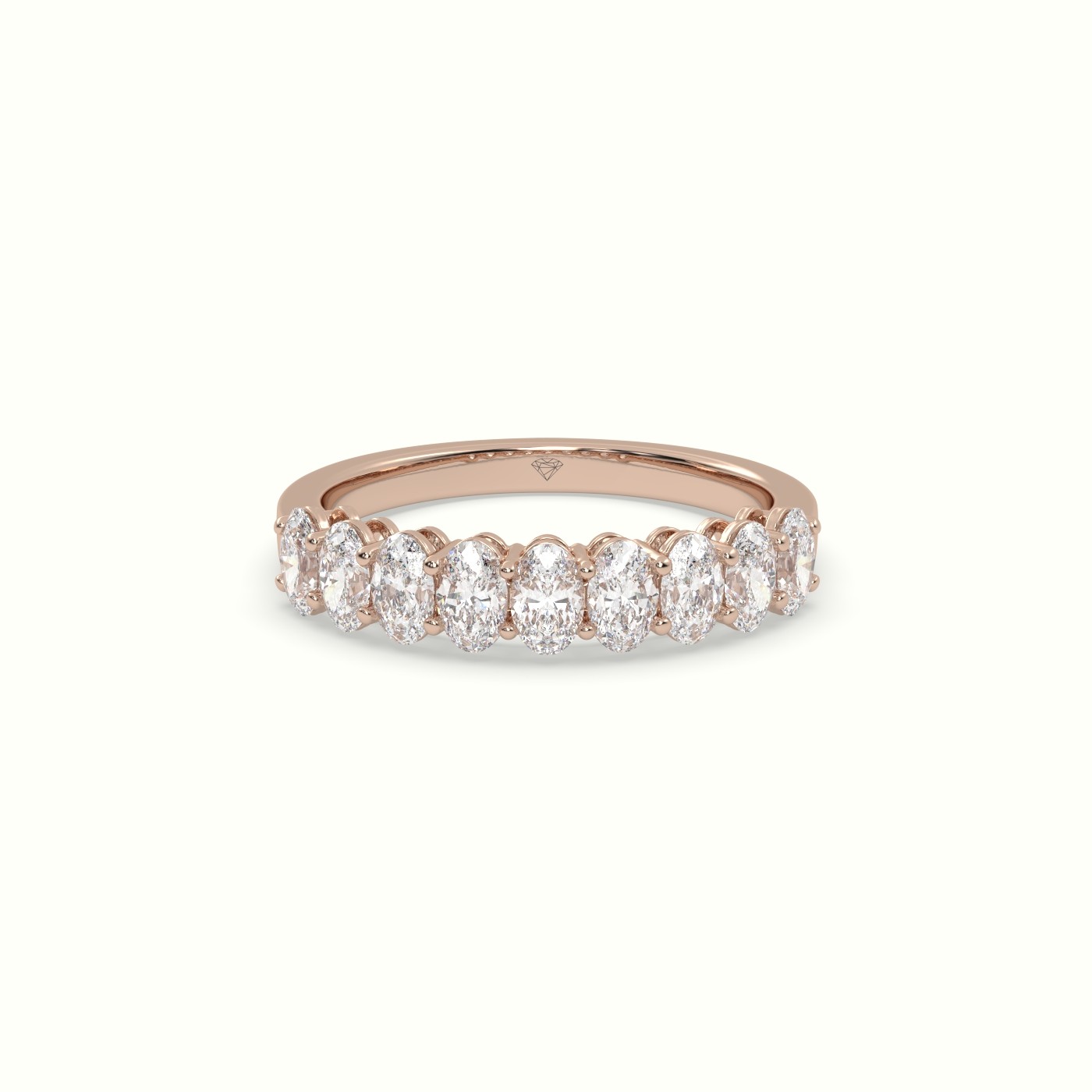 18k rose gold oval diamond half eternity ring Photos & images