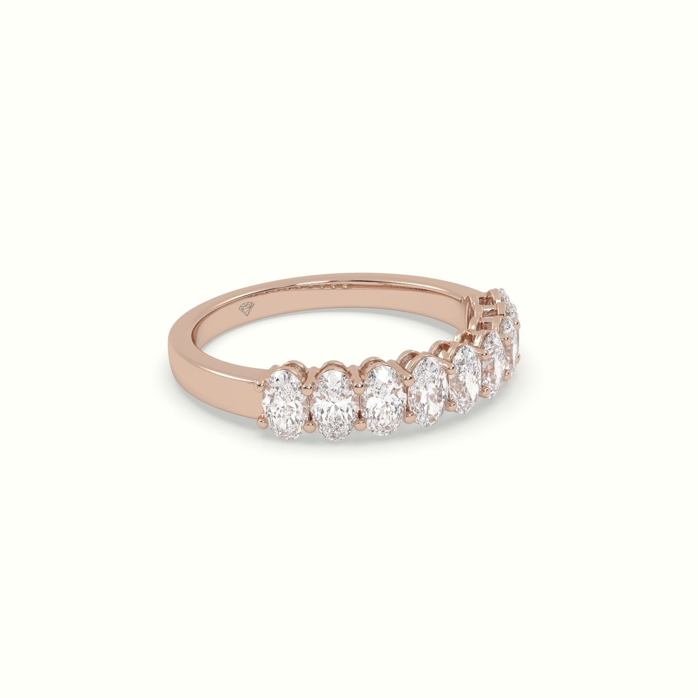 18k rose gold oval diamond half eternity ring Photos & images