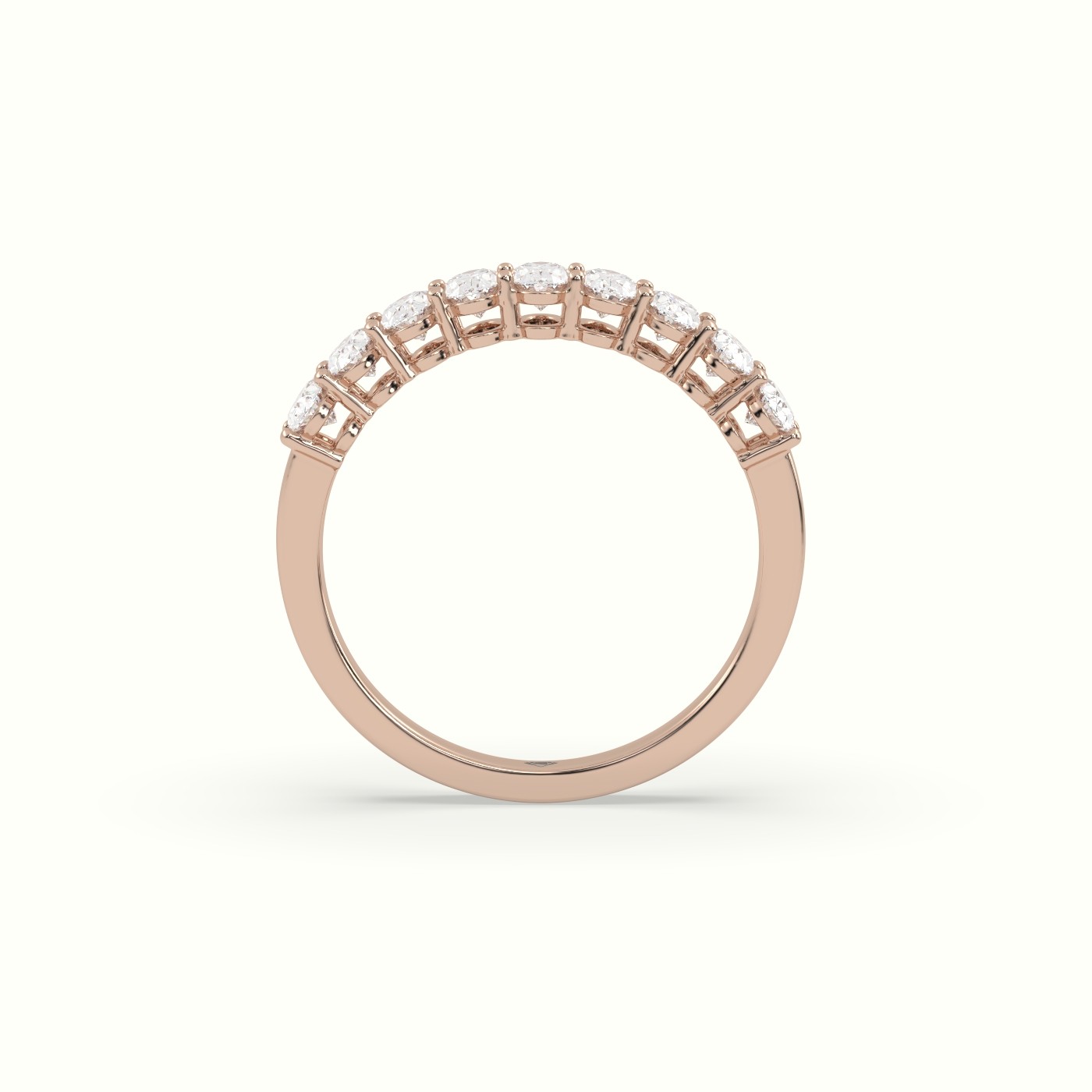 18k rose gold oval diamond half eternity ring Photos & images