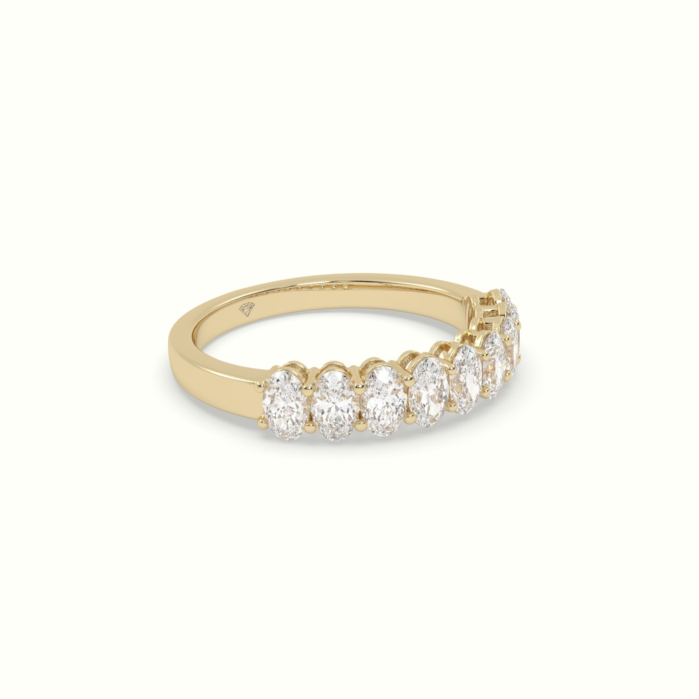 18k yellow gold oval diamond half eternity ring Photos & images