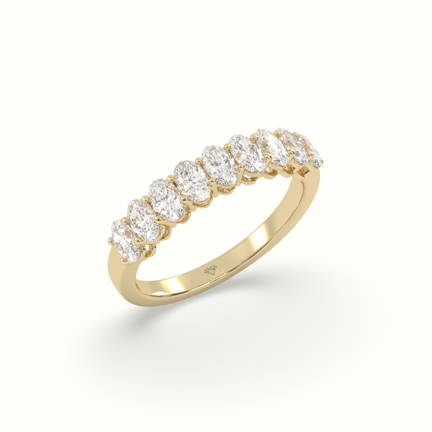 18k yellow gold oval diamond half eternity ring Photos & images