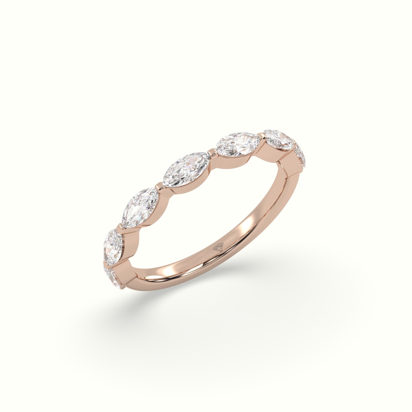 18k rose gold marquise diamond wedding band (0.80 ctw) Photos & images
