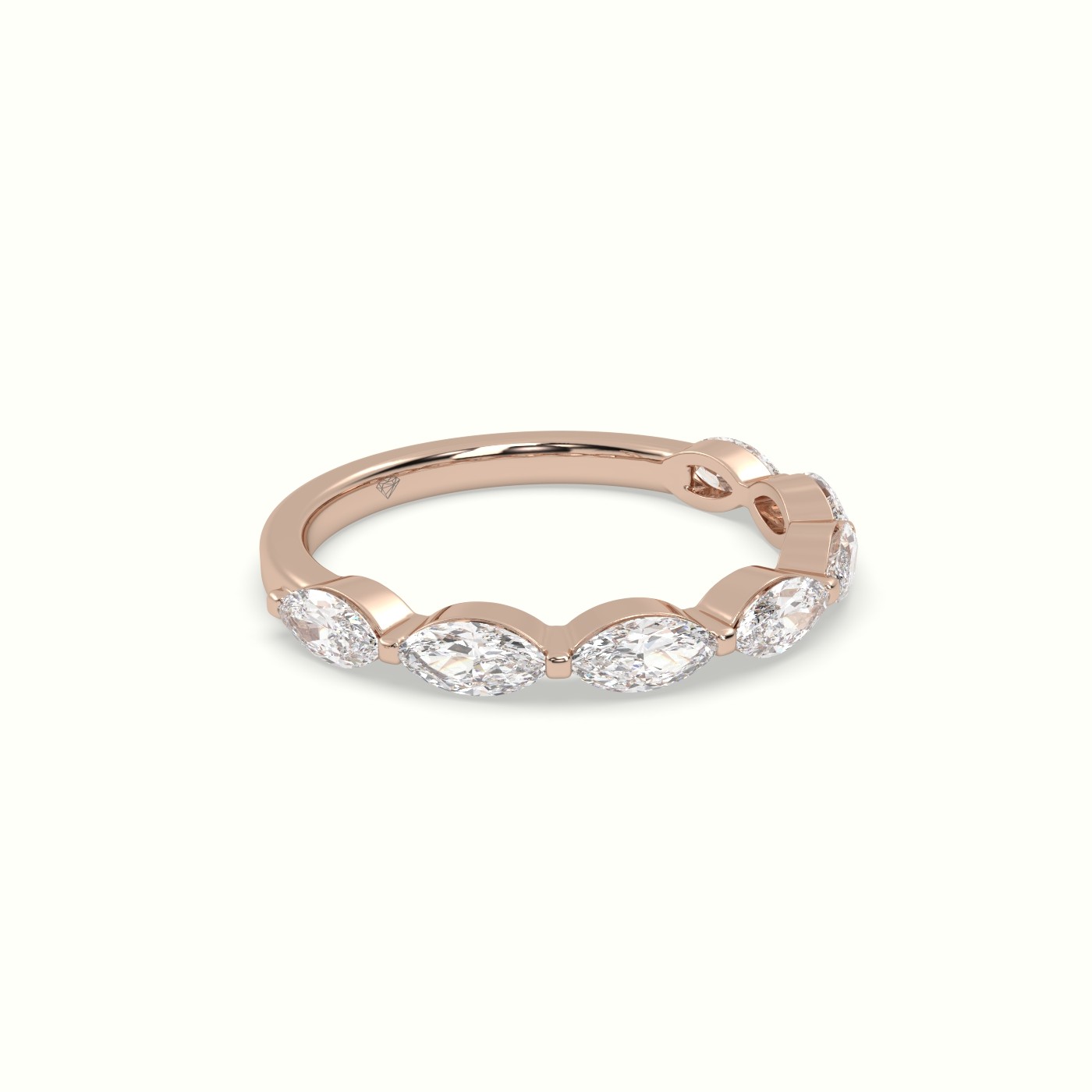 18k rose gold marquise diamond wedding band (0.80 ctw) Photos & images