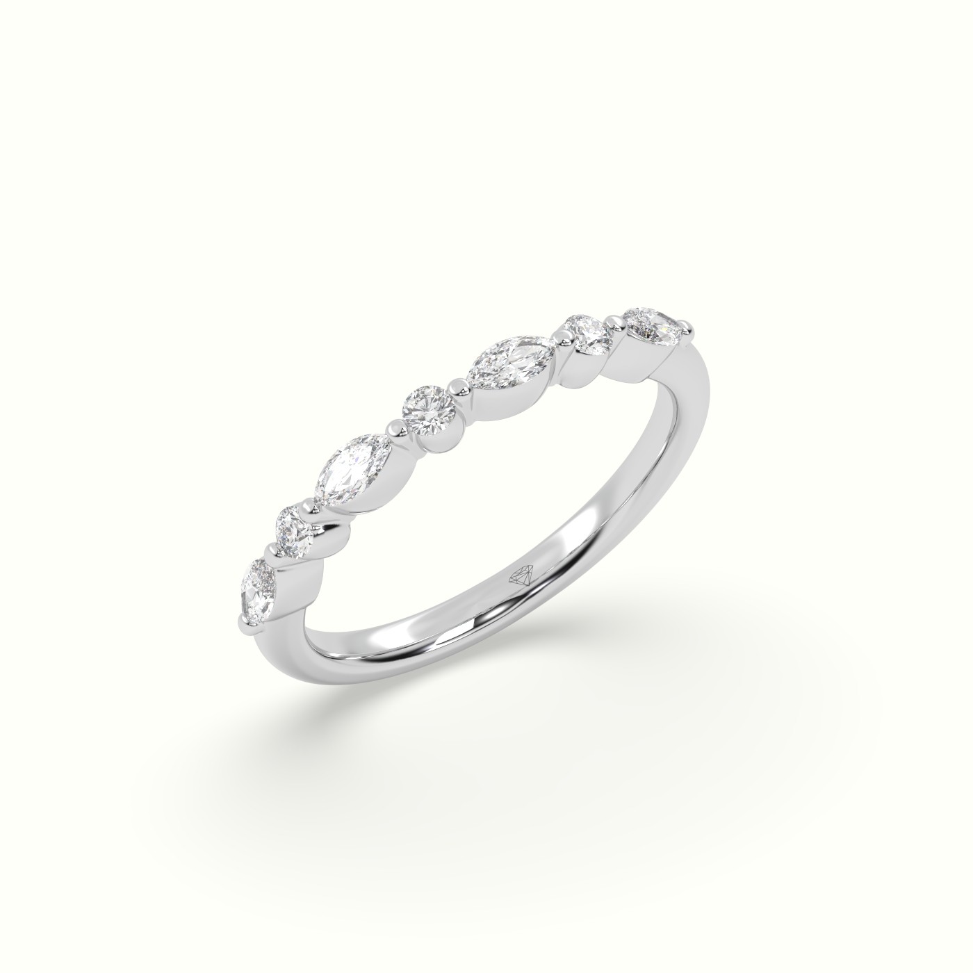 18k white gold marquise and round diamond half eternity wedding ring Photos & images