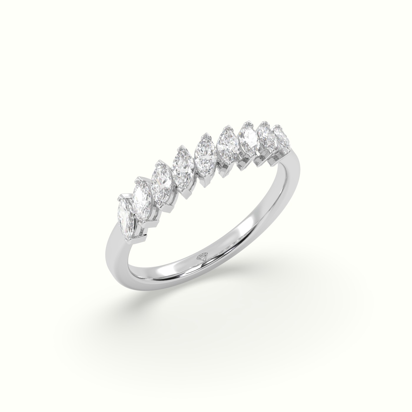 18k white gold marquise diamond half eternity wedding ring Photos & images