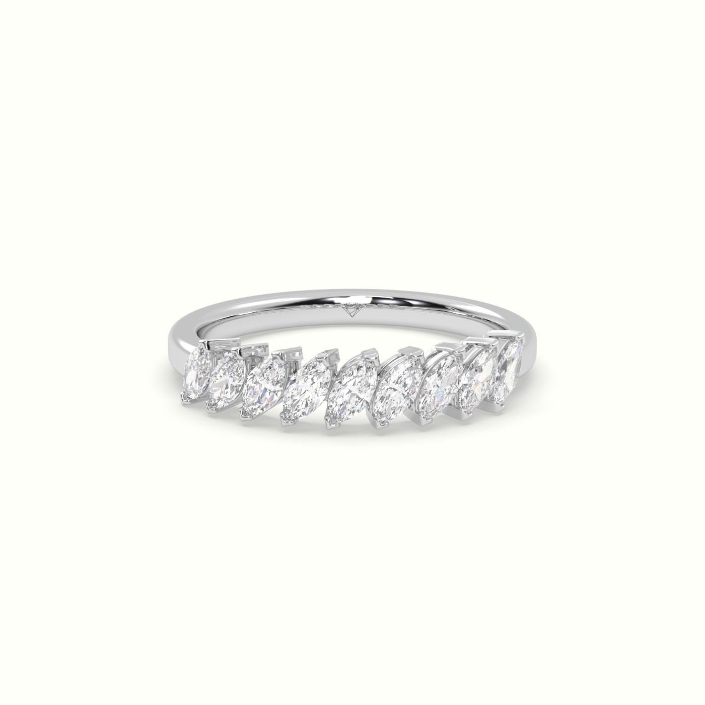18k white gold marquise diamond half eternity wedding ring