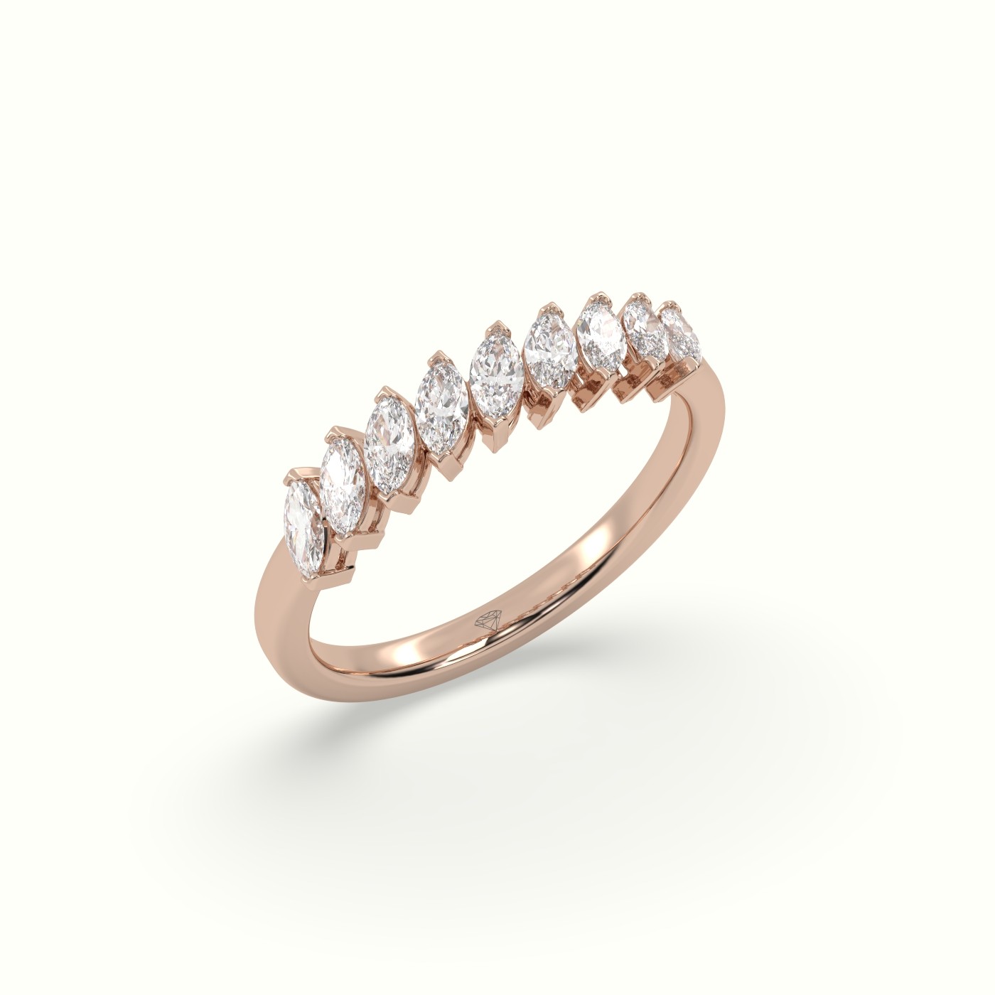 18k rose gold marquise diamond half eternity wedding ring Photos & images