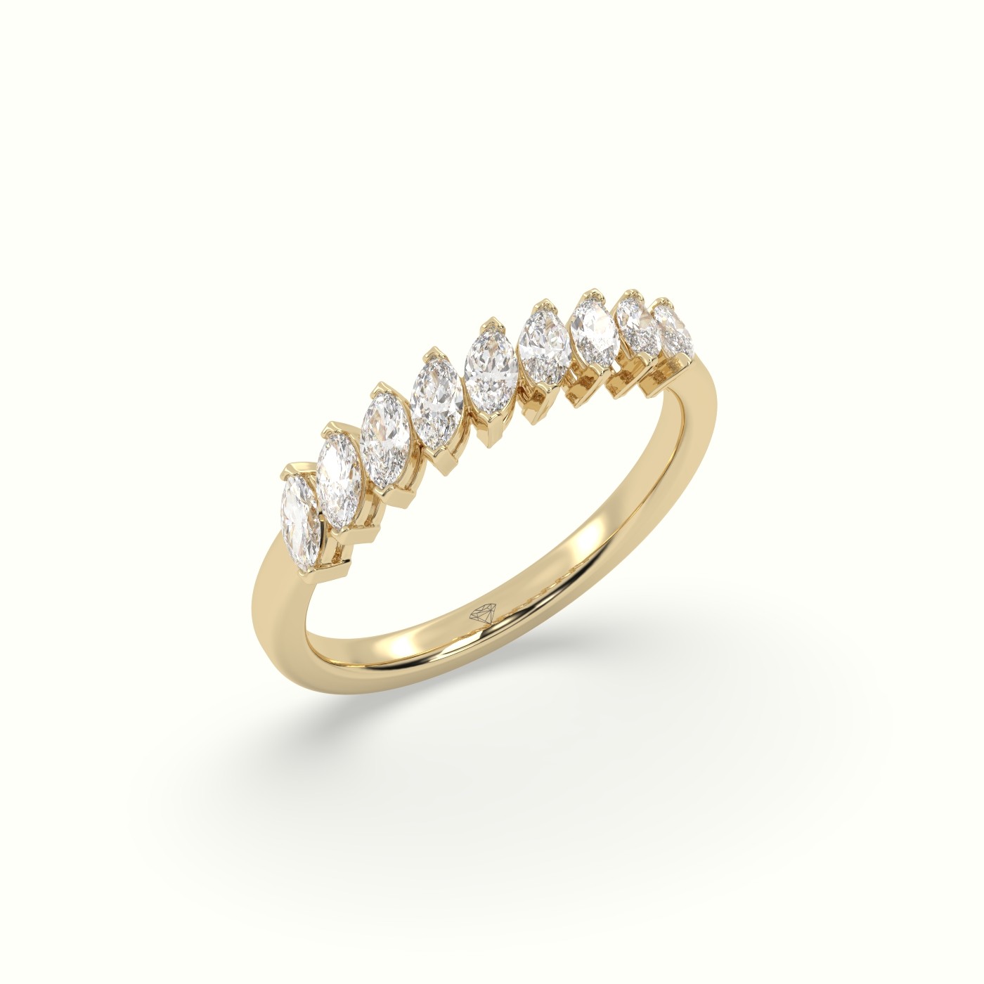 18k yellow gold marquise diamond half eternity wedding ring Photos & images