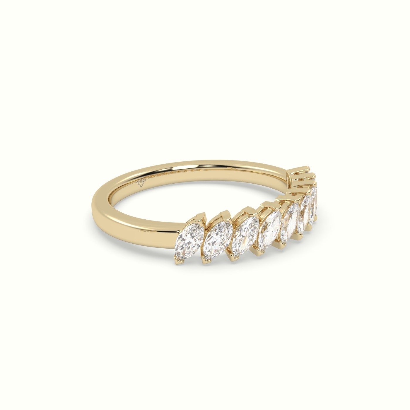 18k yellow gold marquise diamond half eternity wedding ring Photos & images