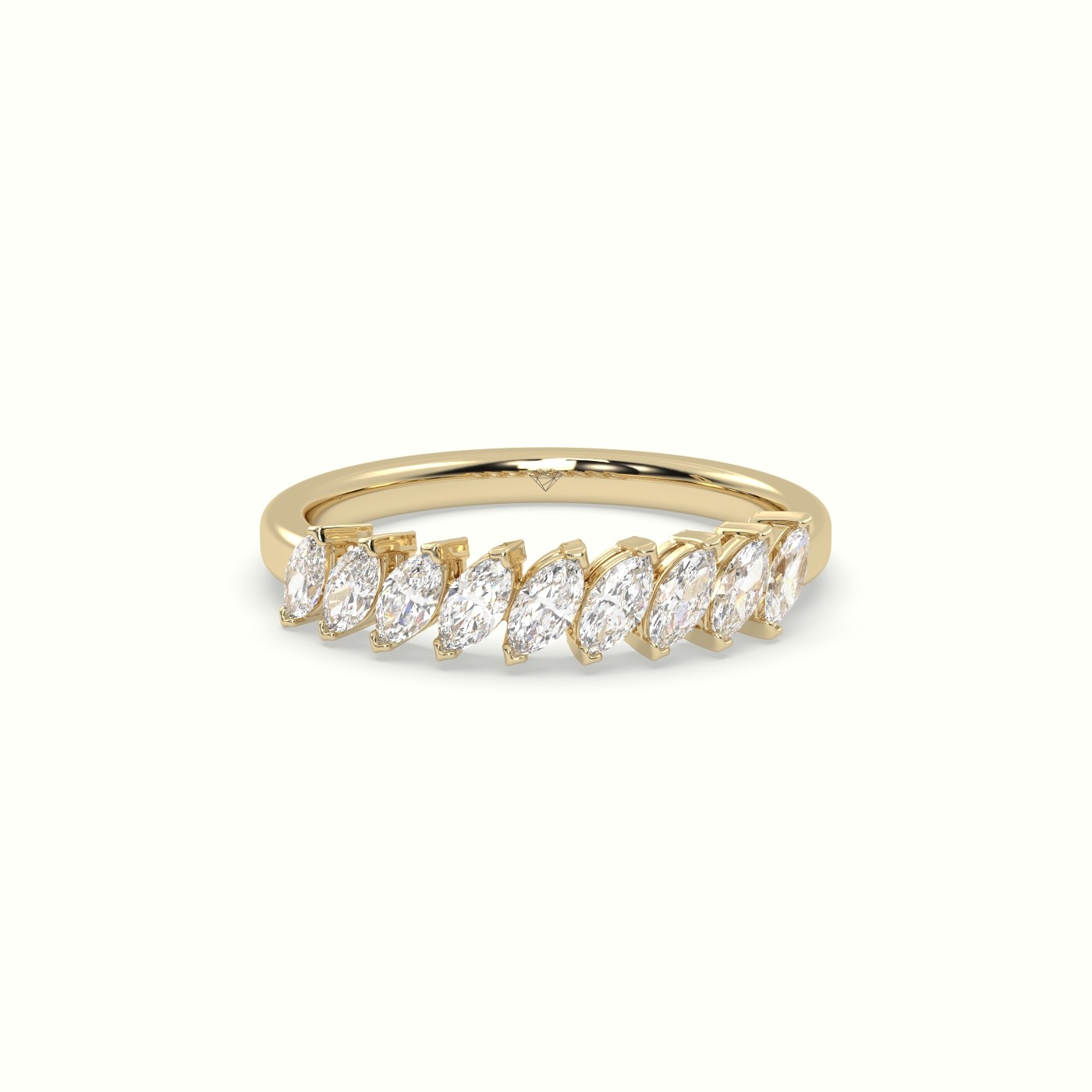 18k yellow gold marquise diamond half eternity wedding ring