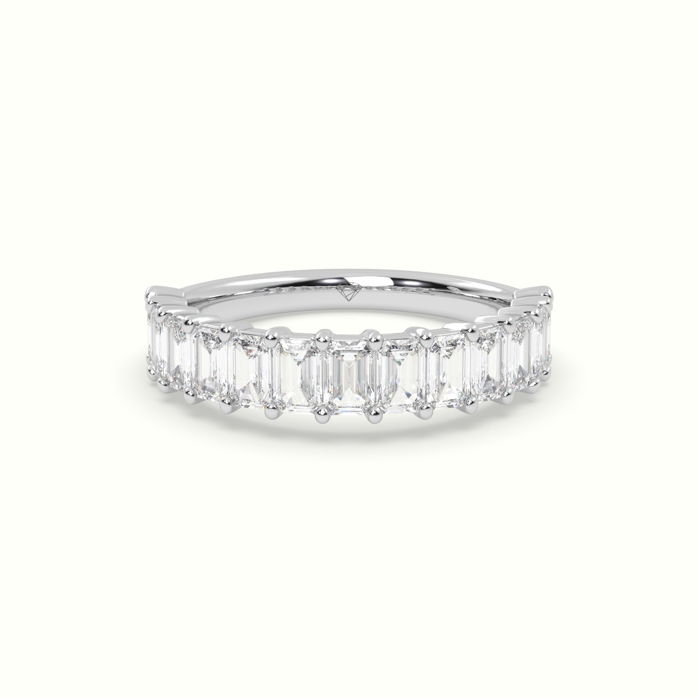 18k white gold emerald cut diamond wedding ring