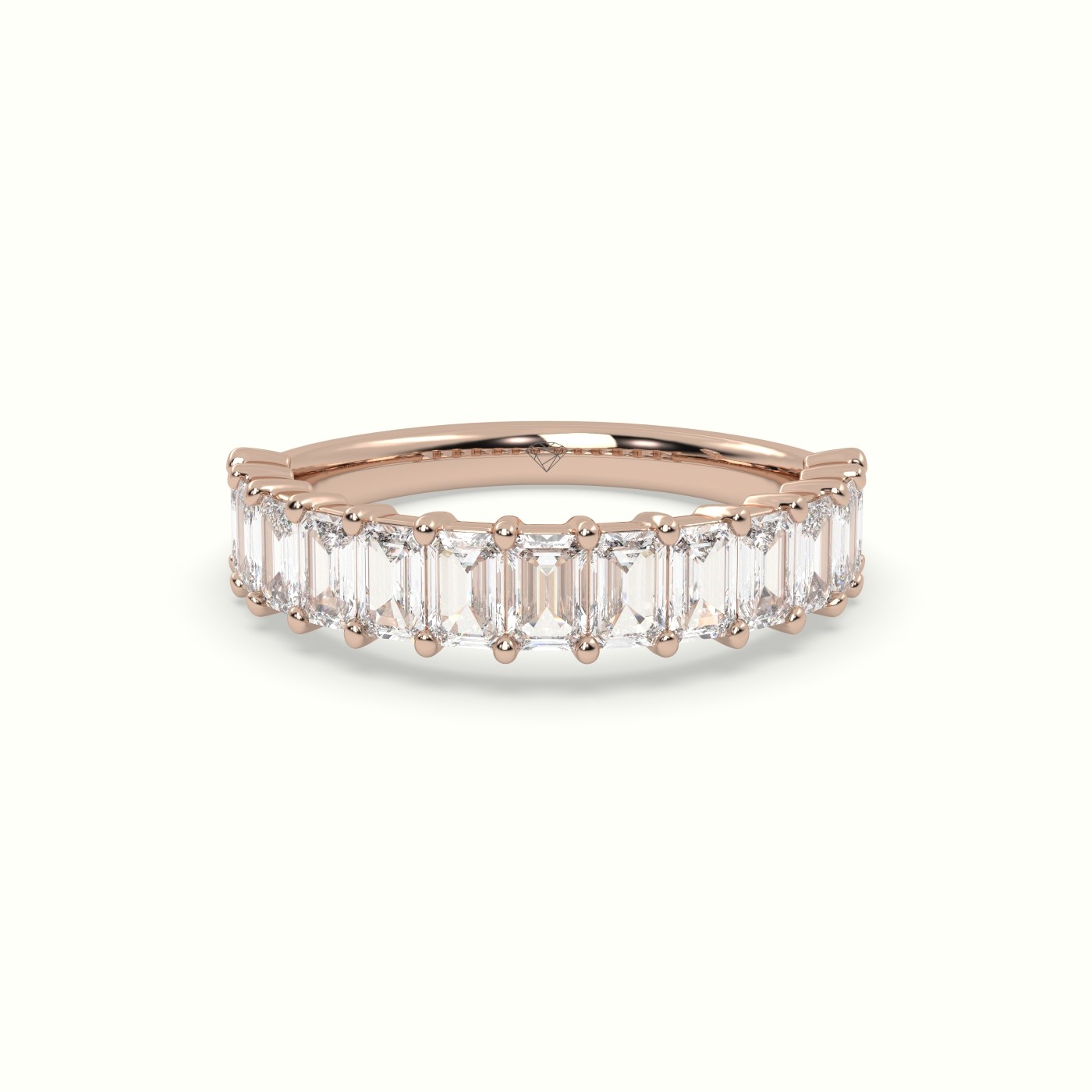 18k rose gold emerald cut diamond wedding ring