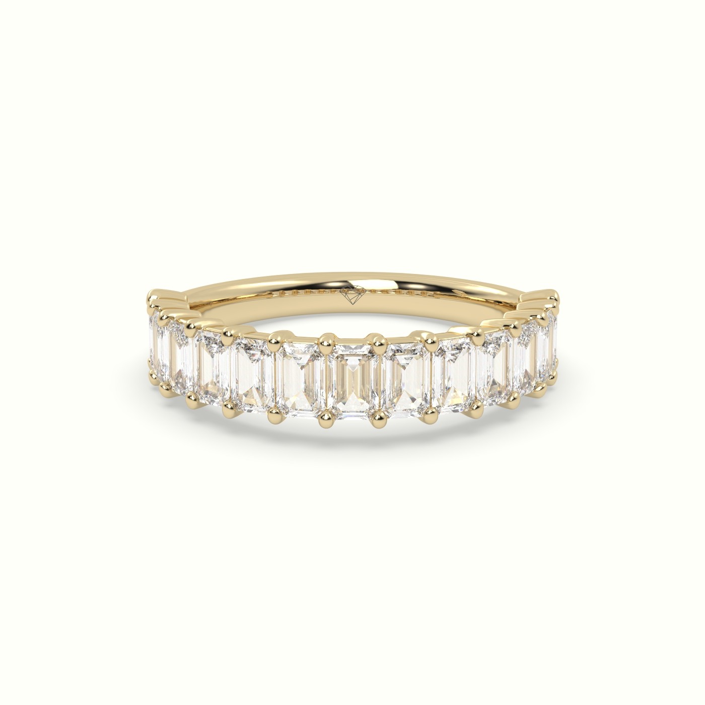 18k yellow gold emerald cut diamond wedding ring