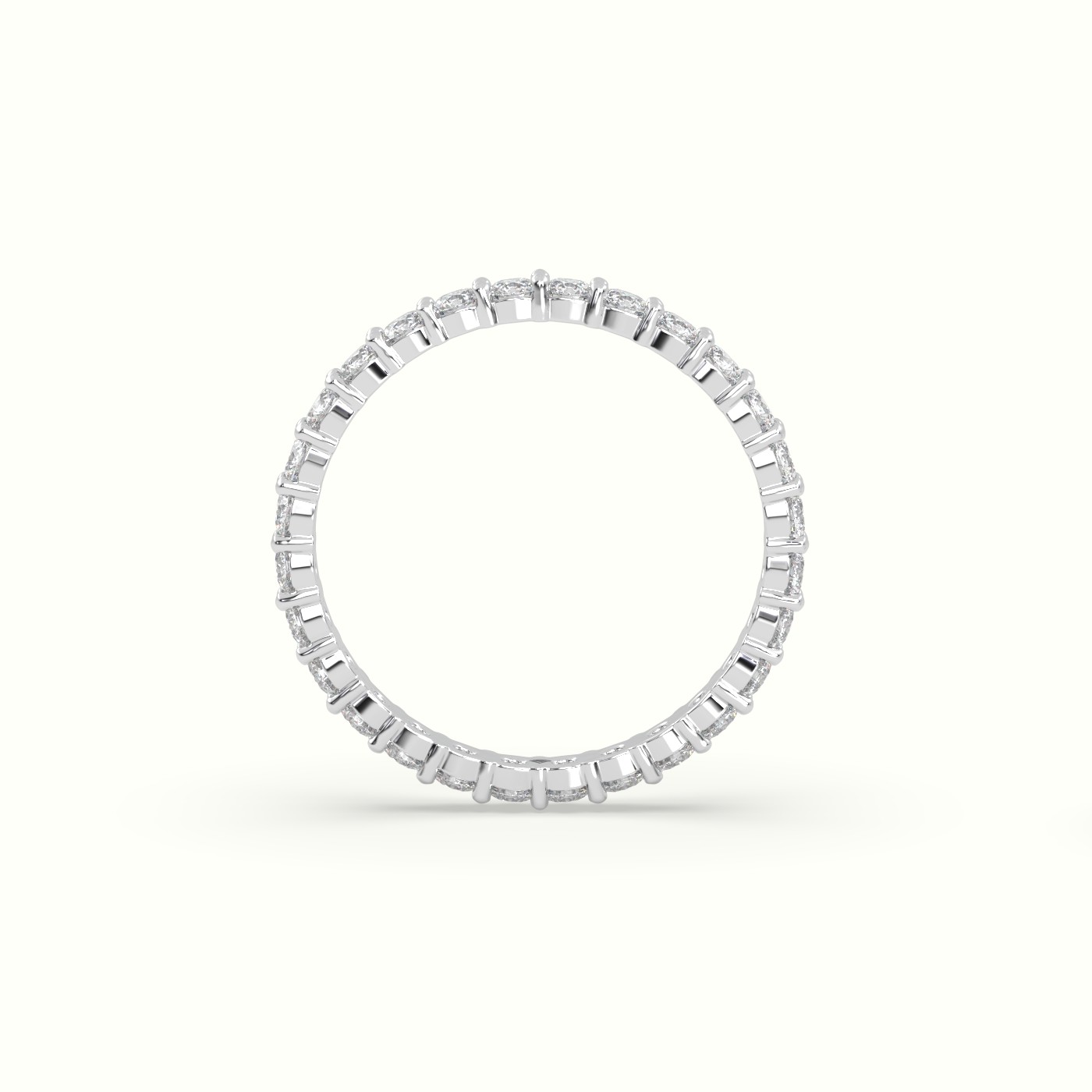 18k white gold shared prong diamond wedding ring Photos & images