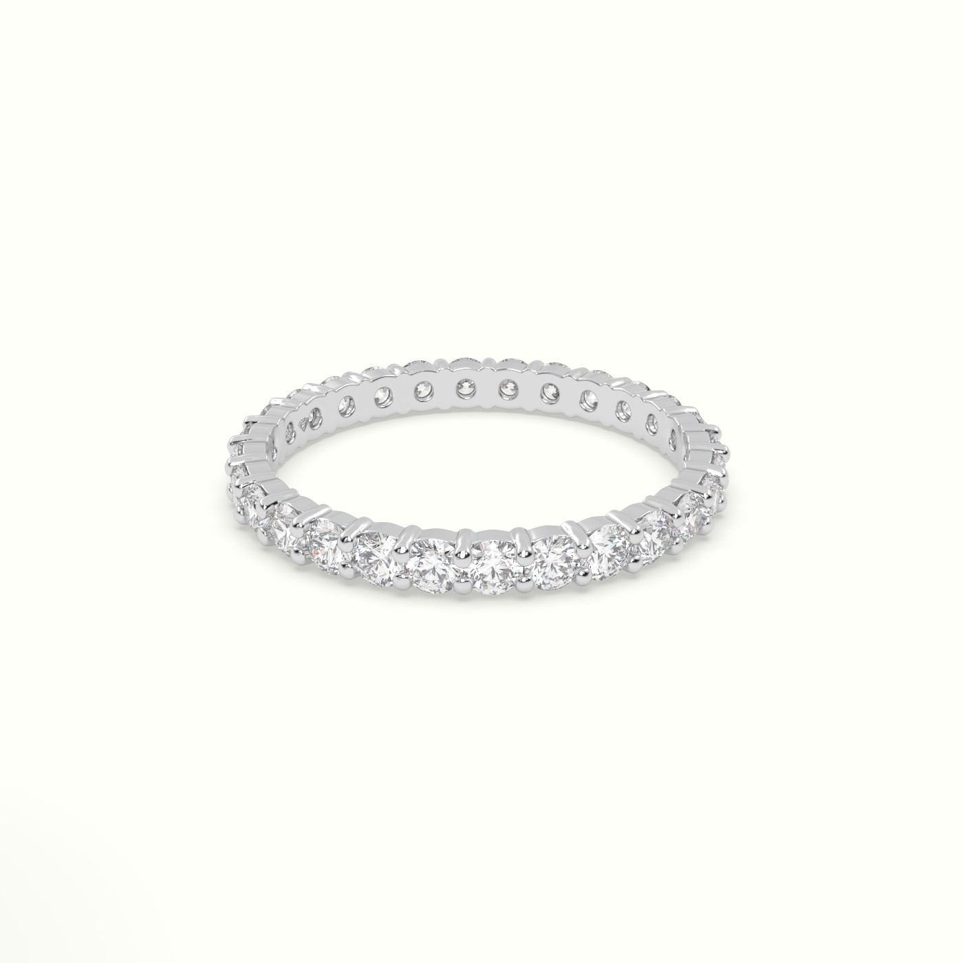 18k white gold shared prong diamond wedding ring Photos & images