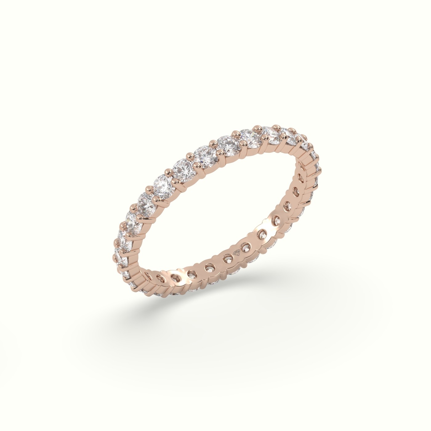 18k rose gold shared prong diamond wedding ring Photos & images