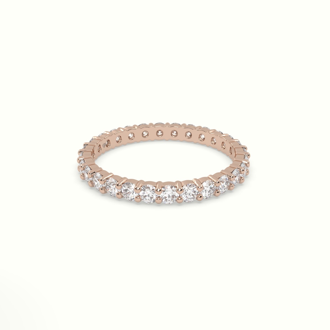18k rose gold shared prong diamond wedding ring Photos & images