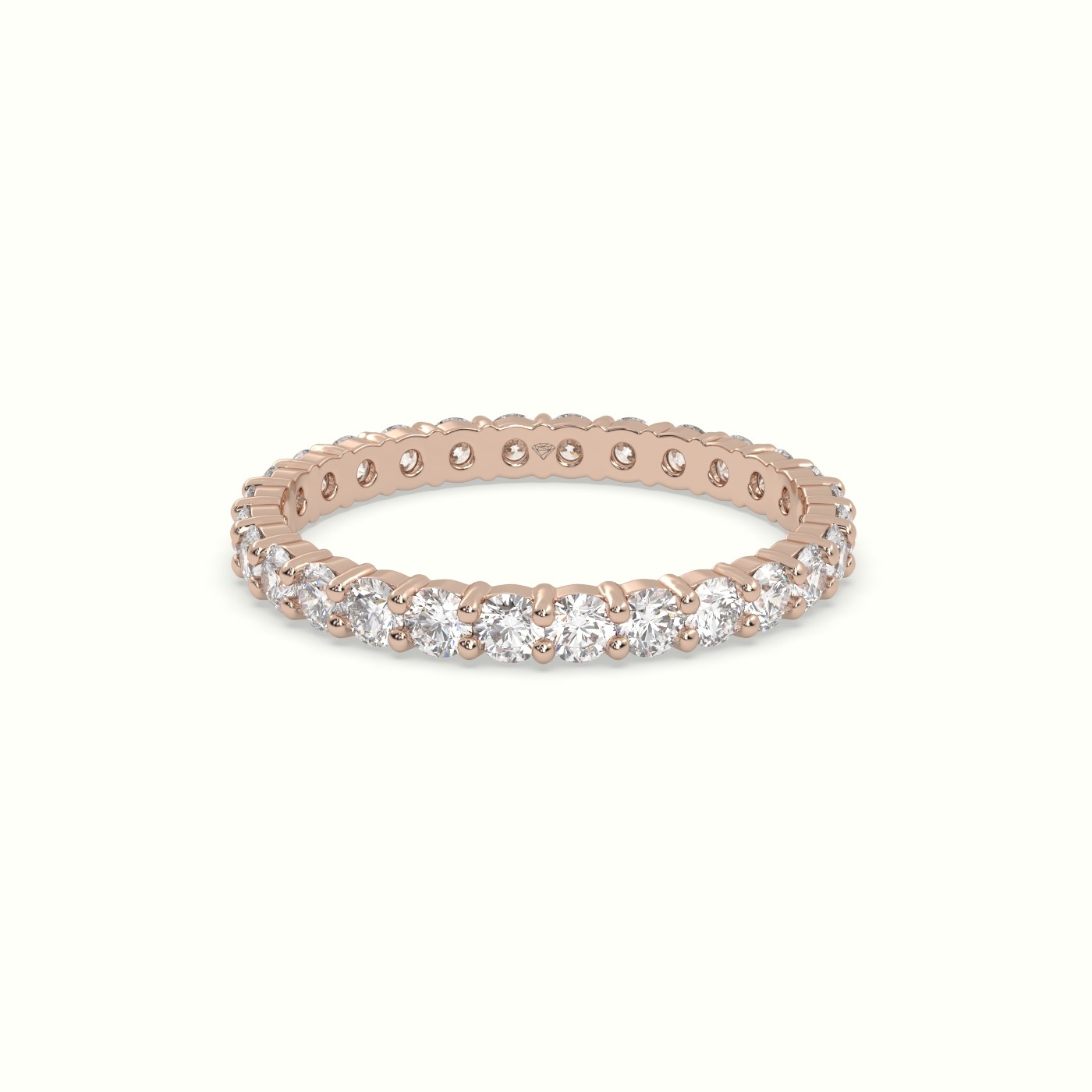 18k rose gold shared prong diamond wedding ring