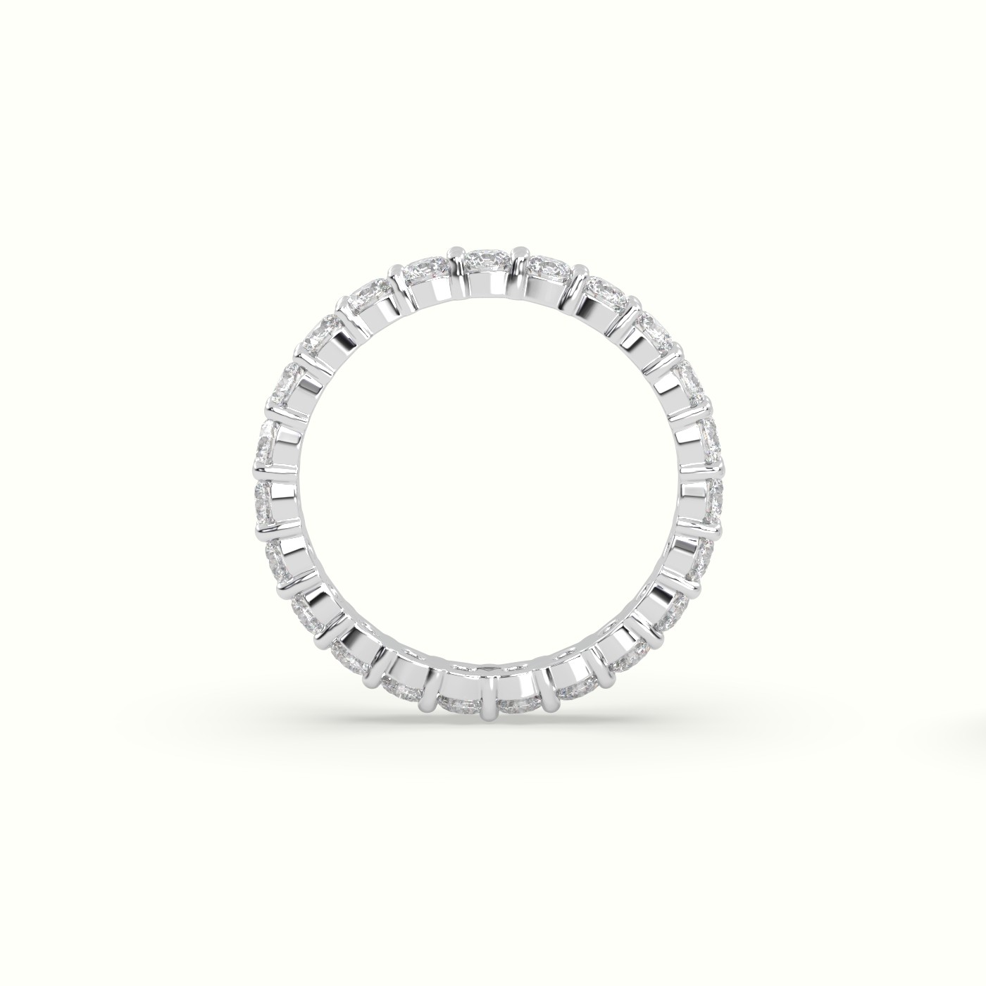 18k white gold refined shared prong diamond wedding ring Photos & images