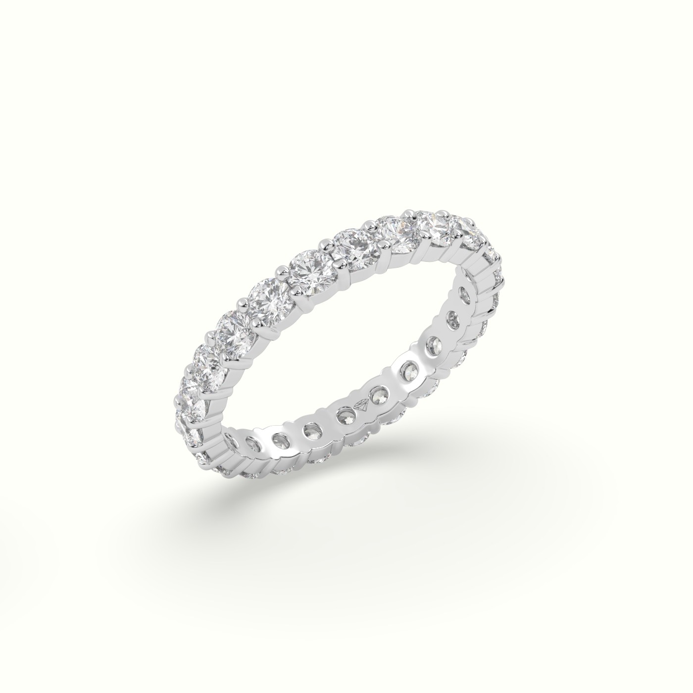 18k white gold refined shared prong diamond wedding ring Photos & images