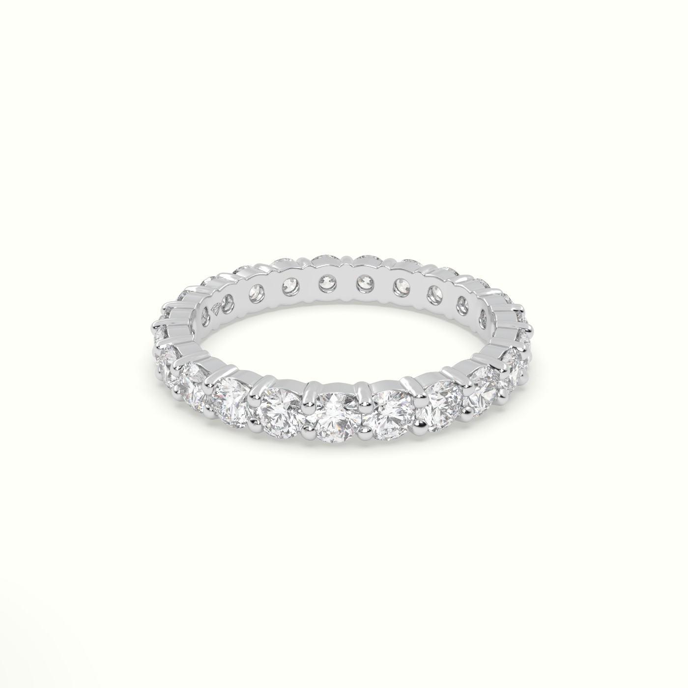 18k white gold refined shared prong diamond wedding ring Photos & images