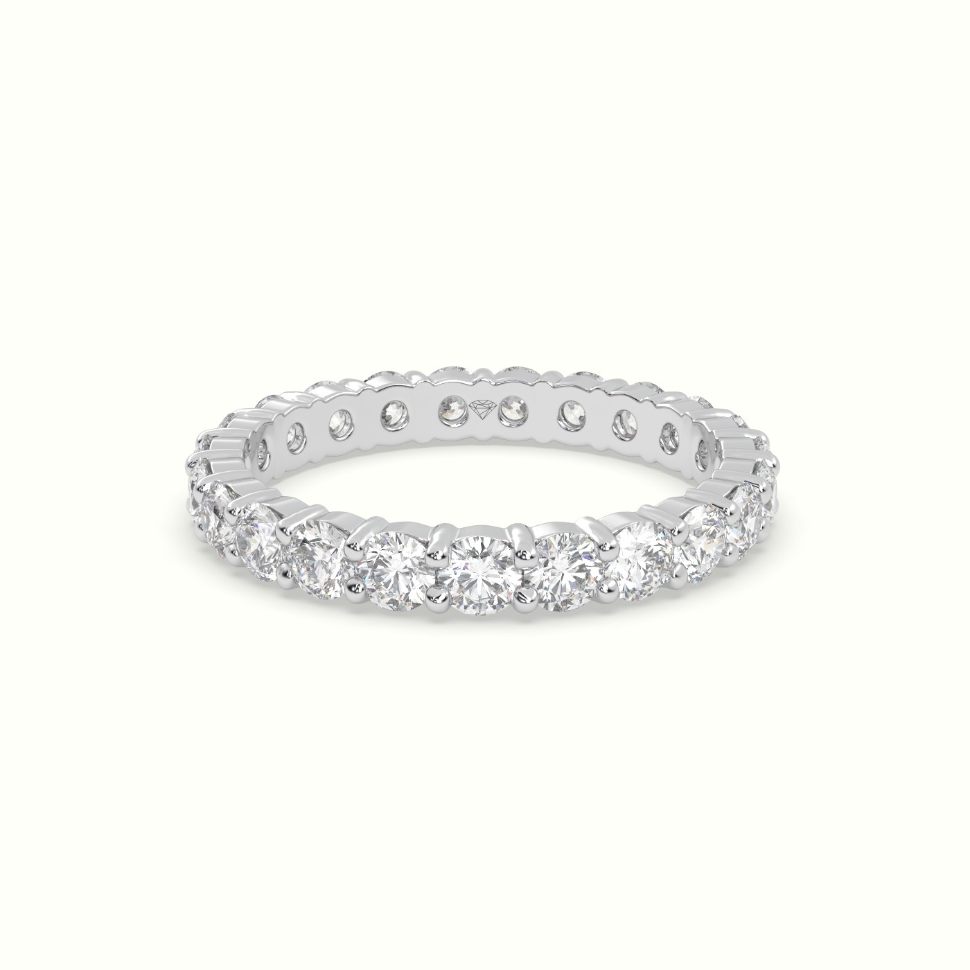 18k white gold refined shared prong diamond wedding ring