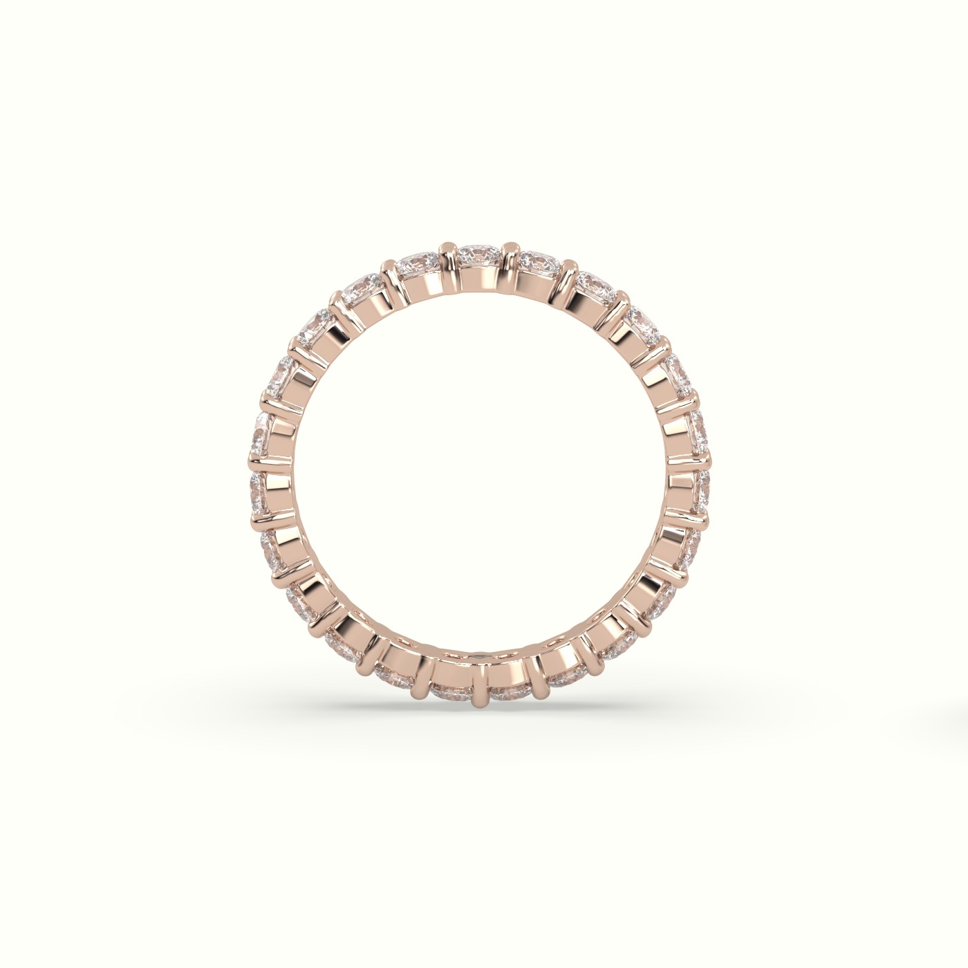 18k rose gold refined shared prong diamond wedding ring Photos & images