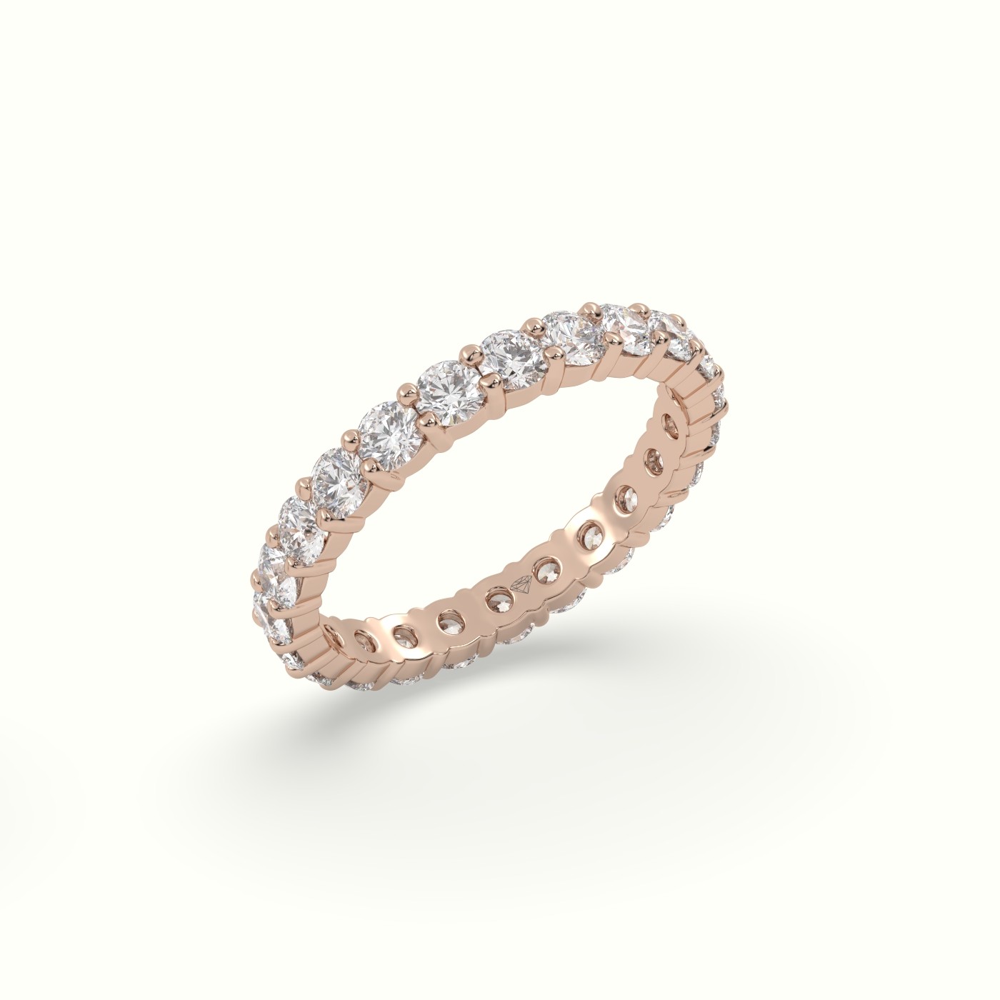 18k rose gold refined shared prong diamond wedding ring Photos & images