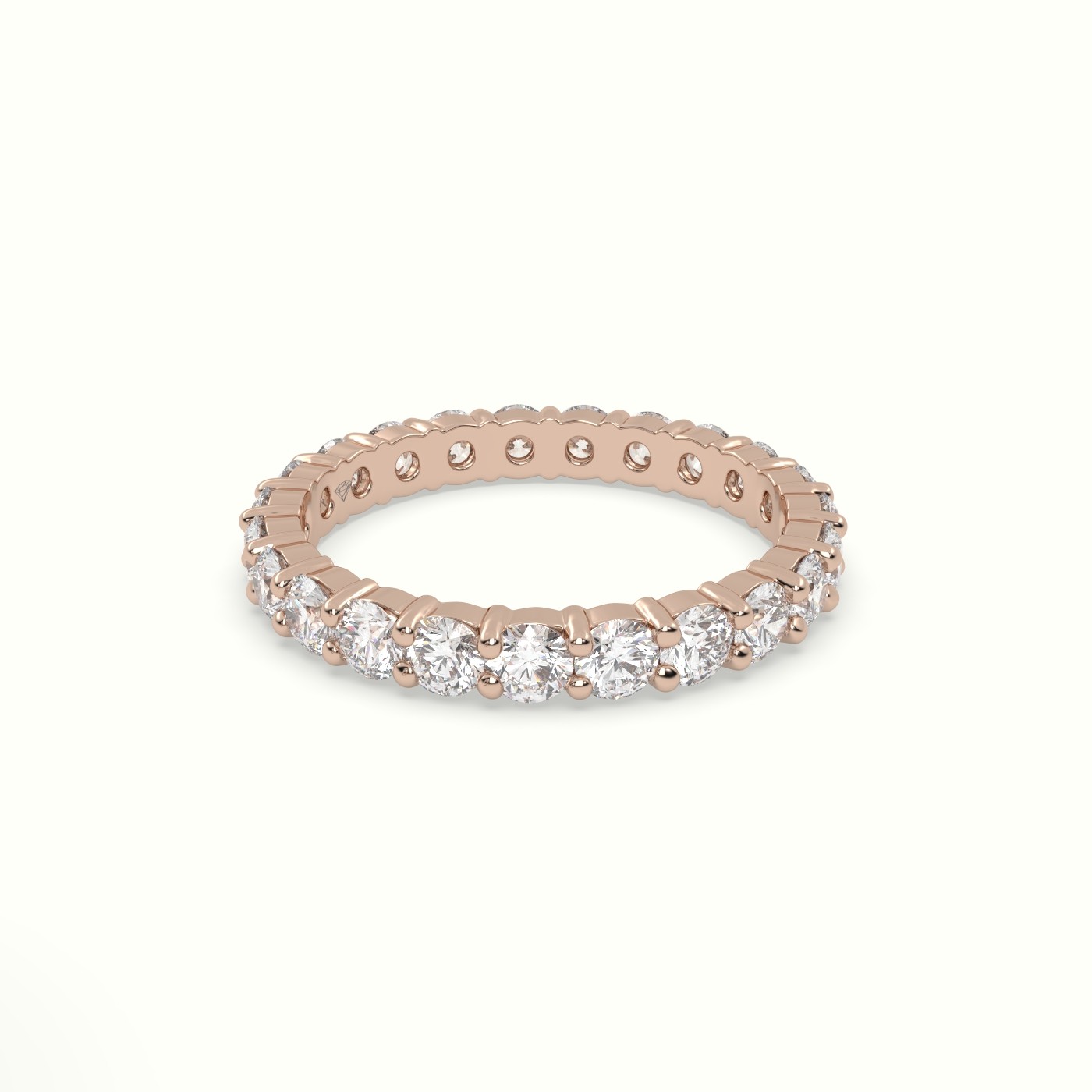 18k rose gold refined shared prong diamond wedding ring Photos & images