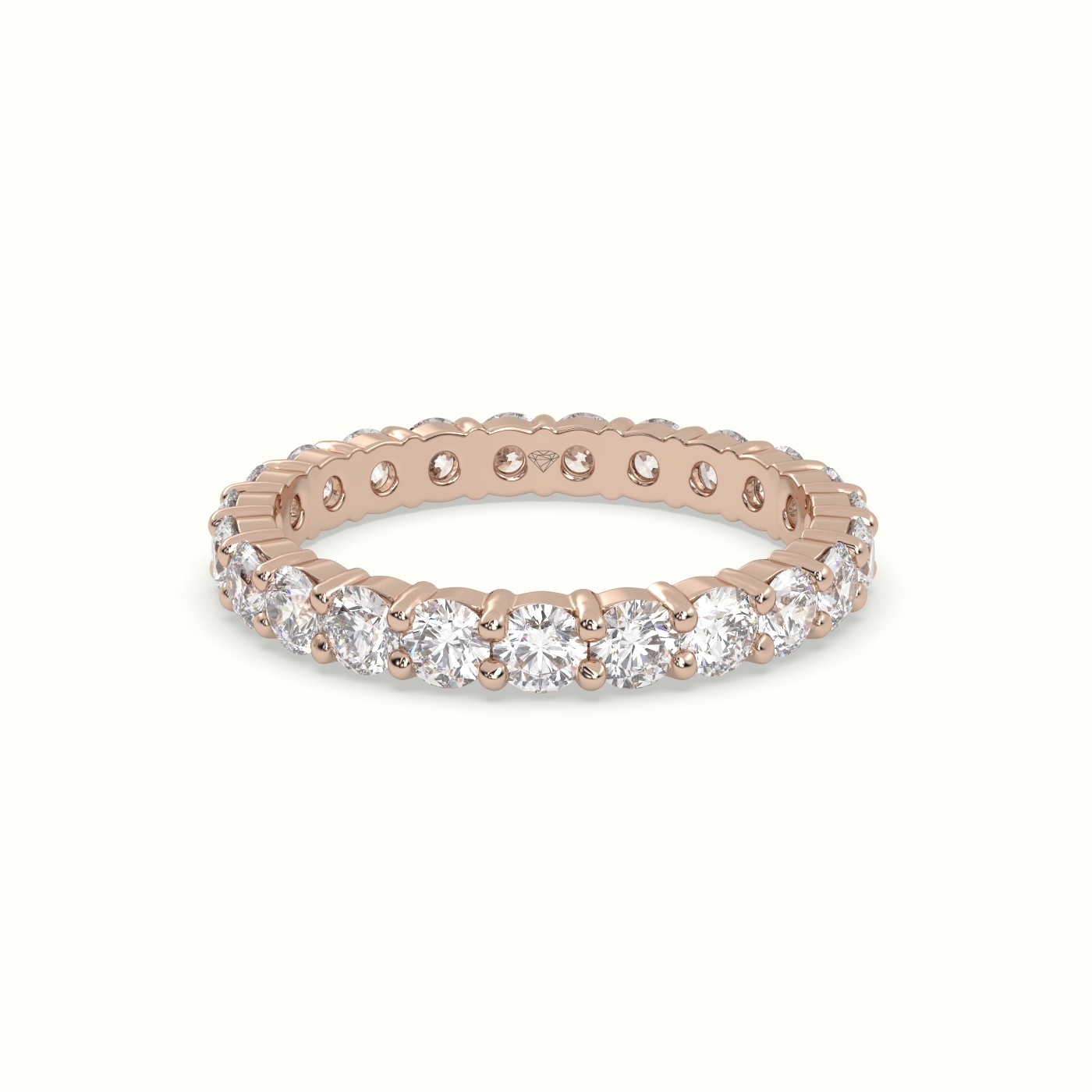 18k rose gold refined shared prong diamond wedding ring