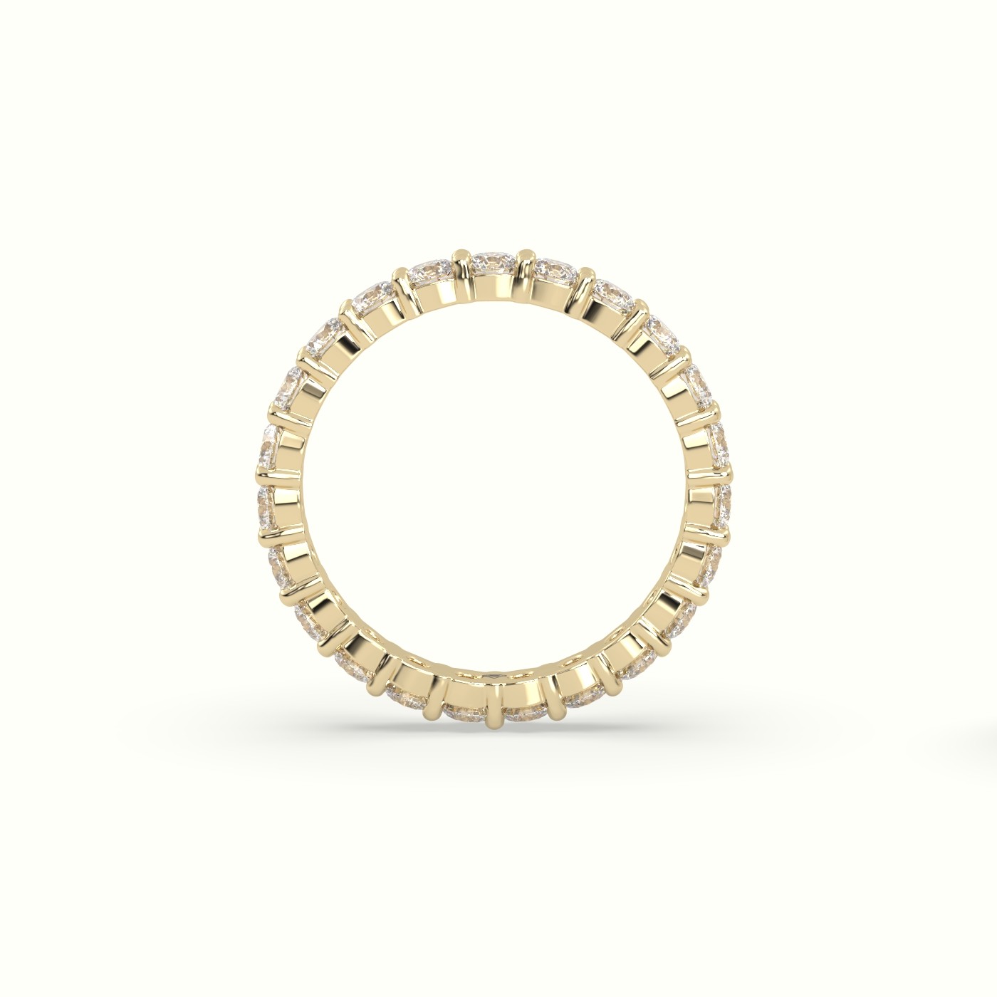 18k yellow gold refined shared prong diamond wedding ring Photos & images