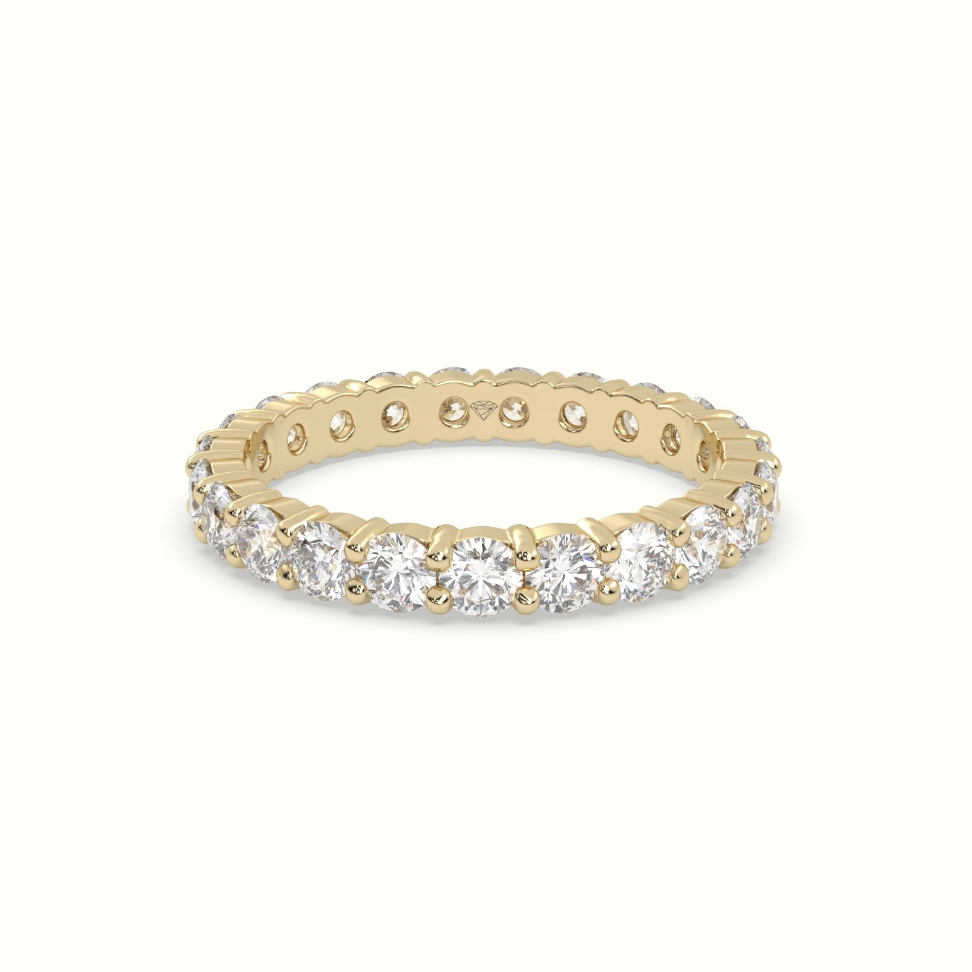 18k yellow gold refined shared prong diamond wedding ring