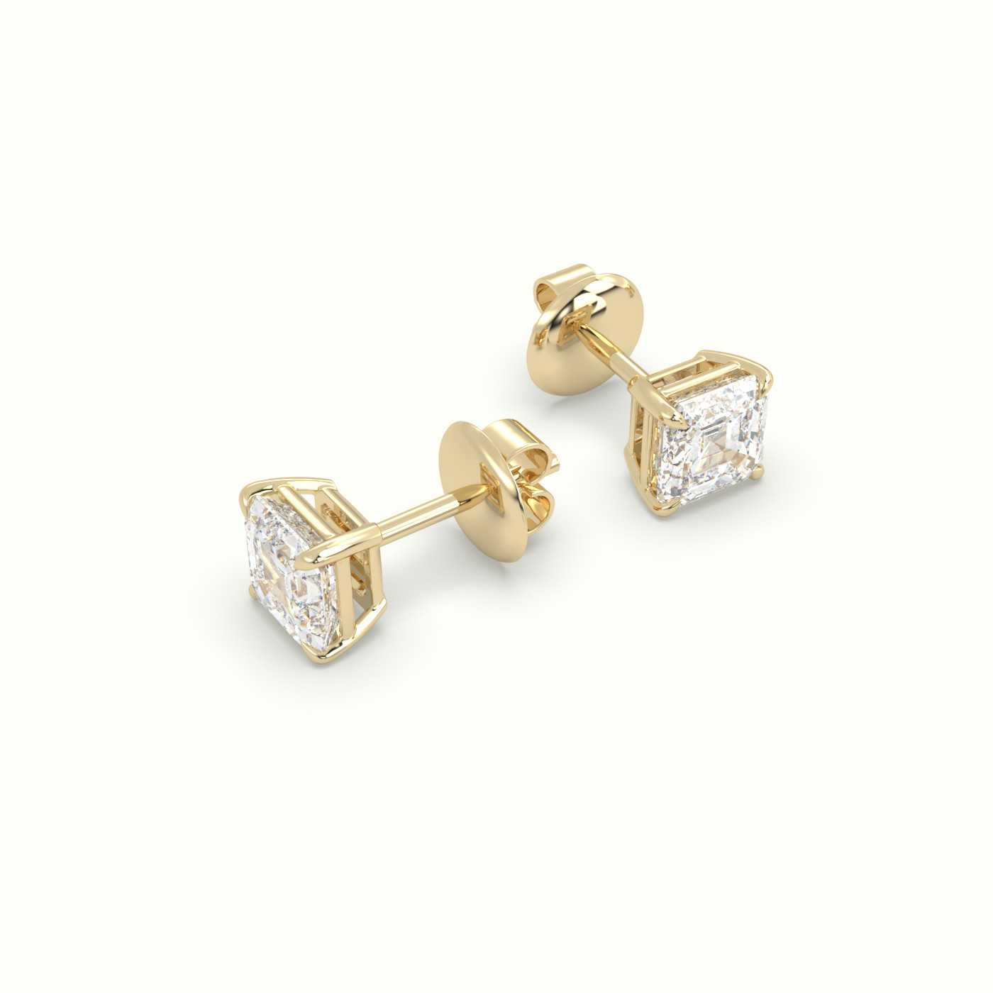 18k yellow gold ascher cut diamond stud earrings Photos & images