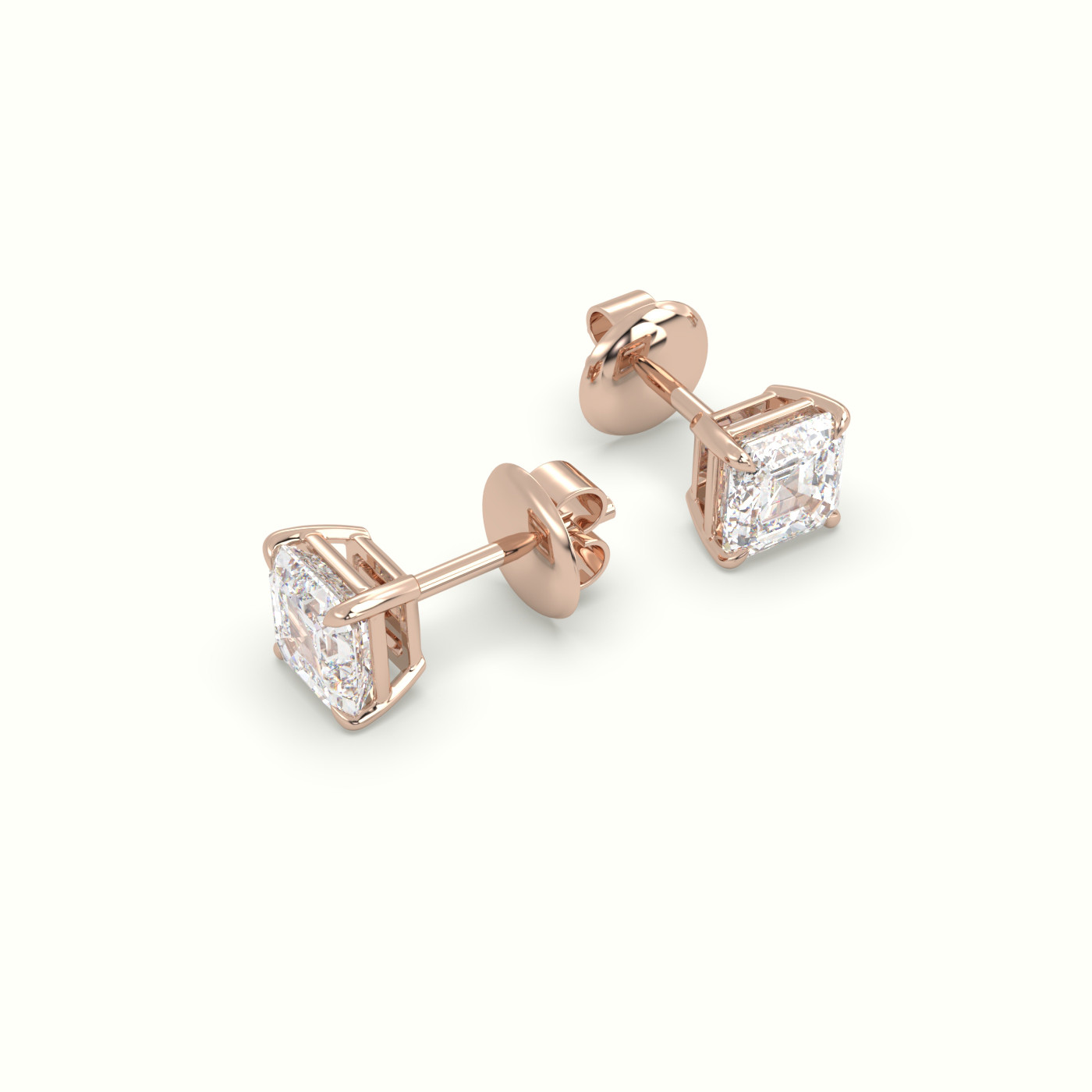 ascher cut diamond stud earrings in 18k rose gold | precious jewels Photos & images