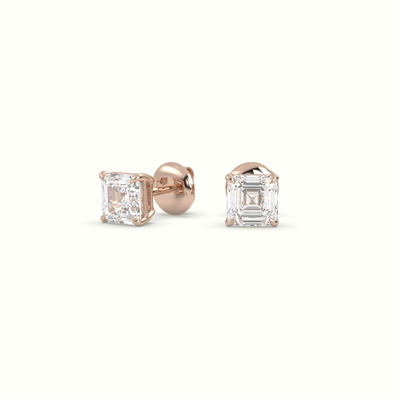 ascher cut diamond stud earrings in 18k rose gold | precious jewels