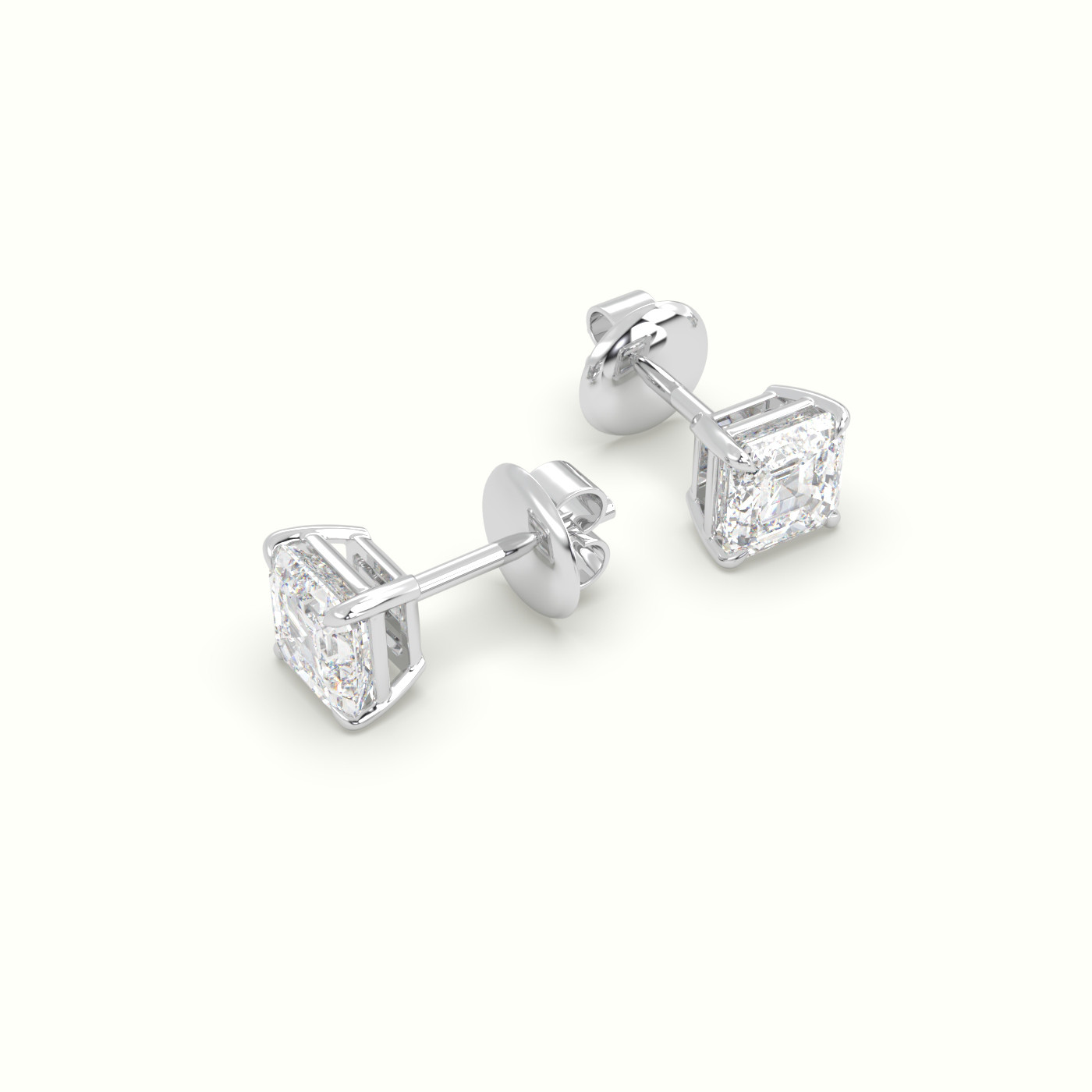 18k white gold ascher cut diamond stud earrings Photos & images
