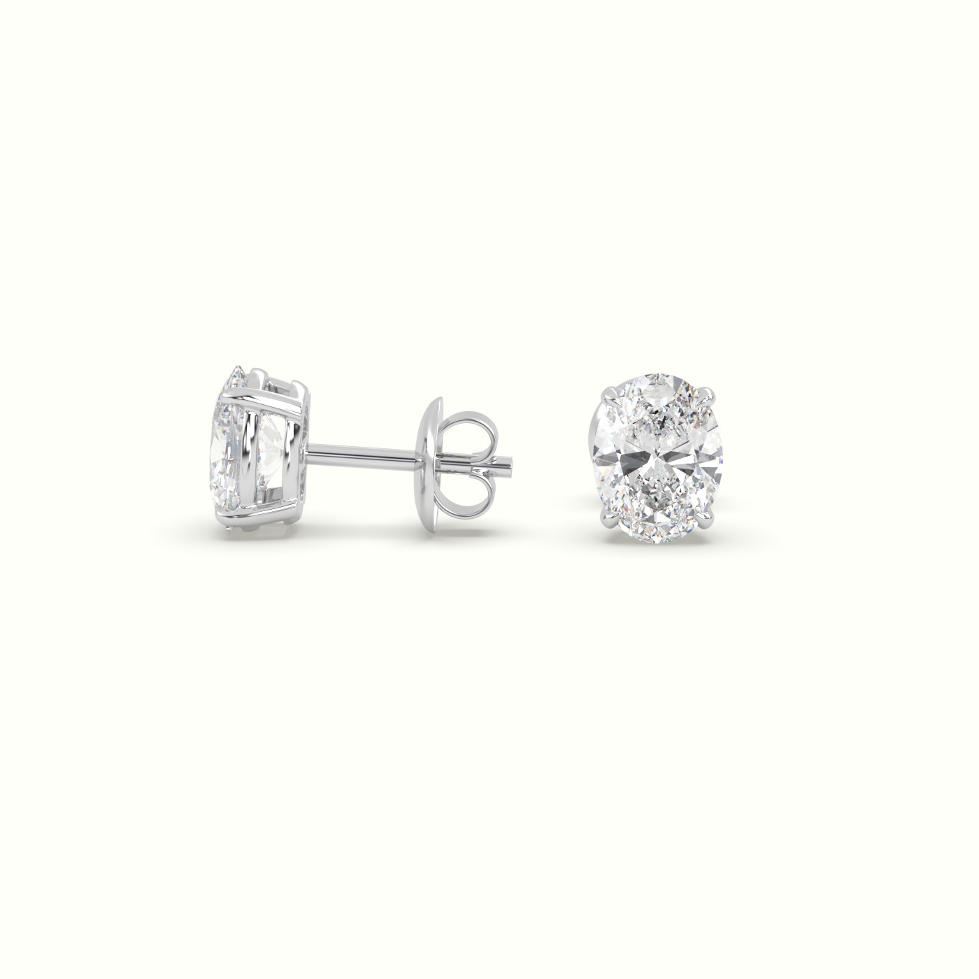 18k white gold solitaire oval cut diamond stud earrings Photos & images