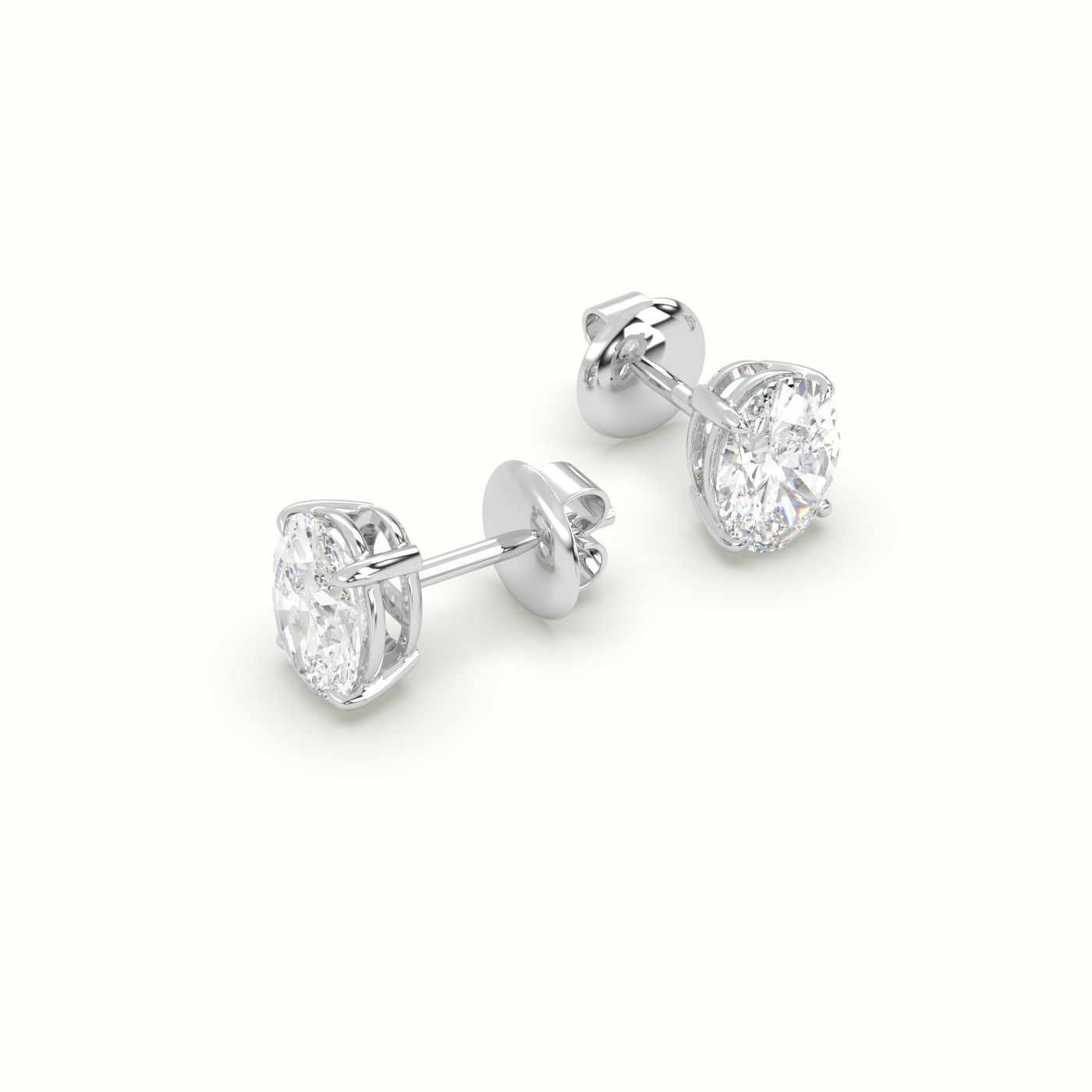 18k white gold solitaire oval cut diamond stud earrings Photos & images