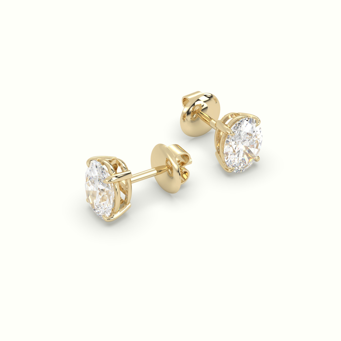 18k yellow gold solitaire oval cut diamond stud earrings Photos & images