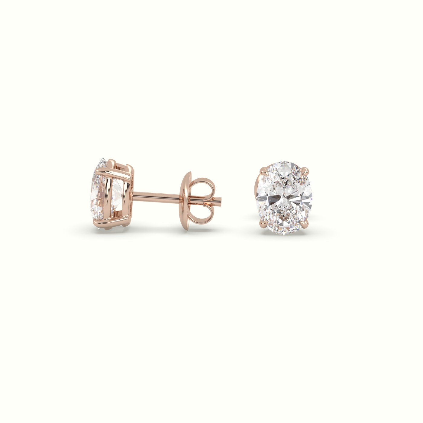 18k rose gold solitaire oval cut diamond stud earrings Photos & images